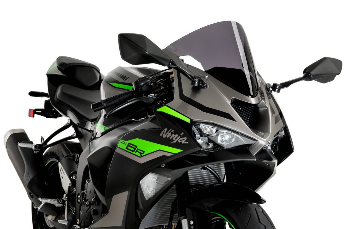 Puig R-Racer Screen | Dark Smoke | Kawasaki ZX-6R Ninja 2024>Current-M21832F-Screens-Pyramid Motorcycle Accessories