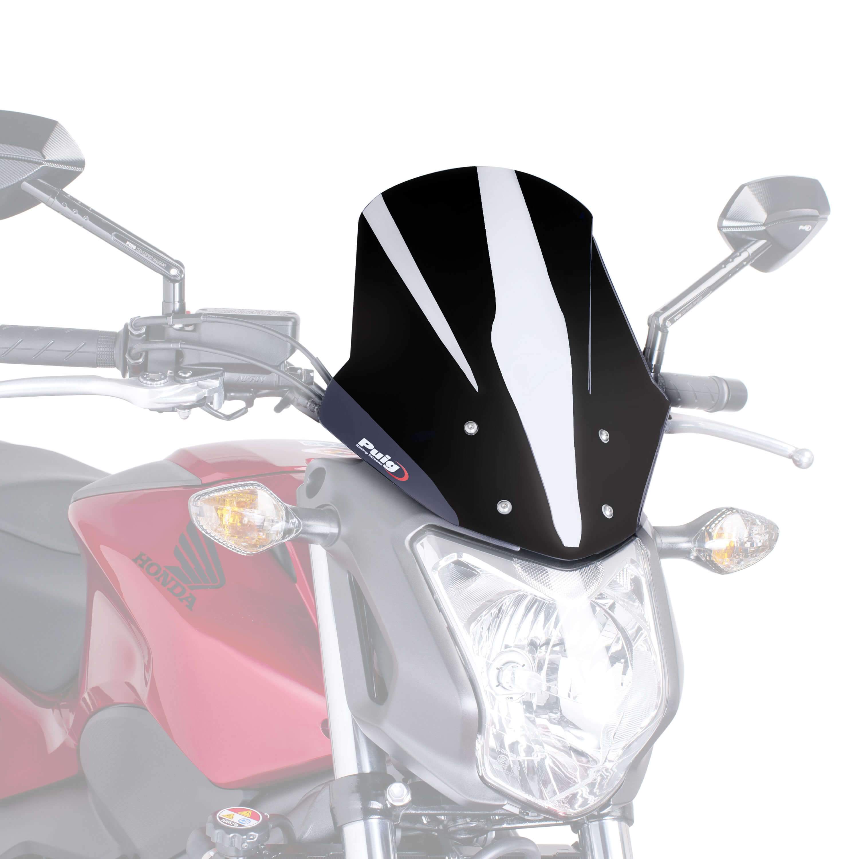Puig Racing Screen | Black (Opaque) | Honda NC 700 S 2012>2013-Screens-Pyramid Motorcycle Accessories