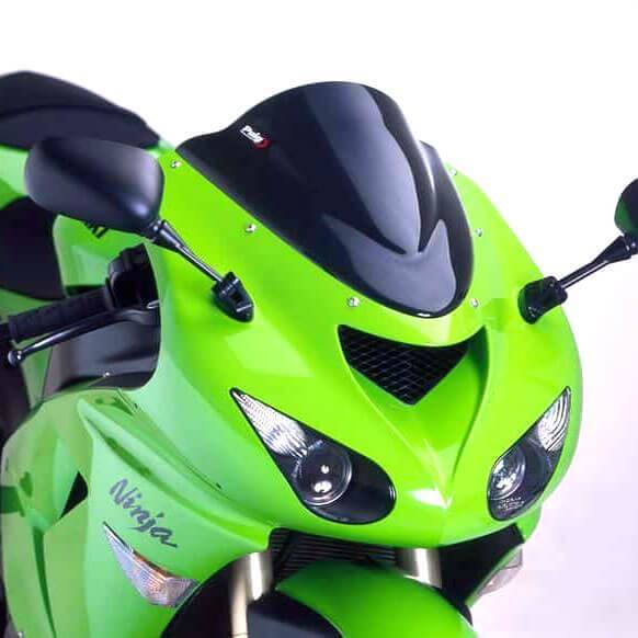 Puig Racing Screen | Black (Opaque) | Kawasaki Ninja ZX-6R 2005>2008-Screens-Pyramid Motorcycle Accessories