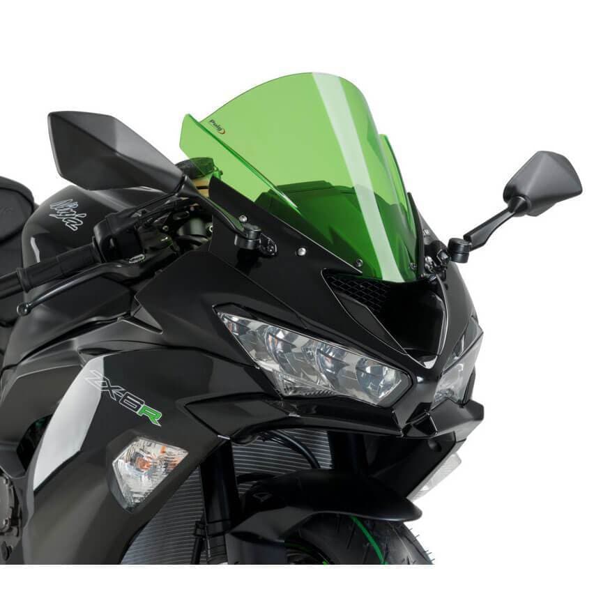 Puig Racing Screen | Green | Kawasaki ZX6-R 636 2013>2017-M3177V-Screens-Pyramid Motorcycle Accessories