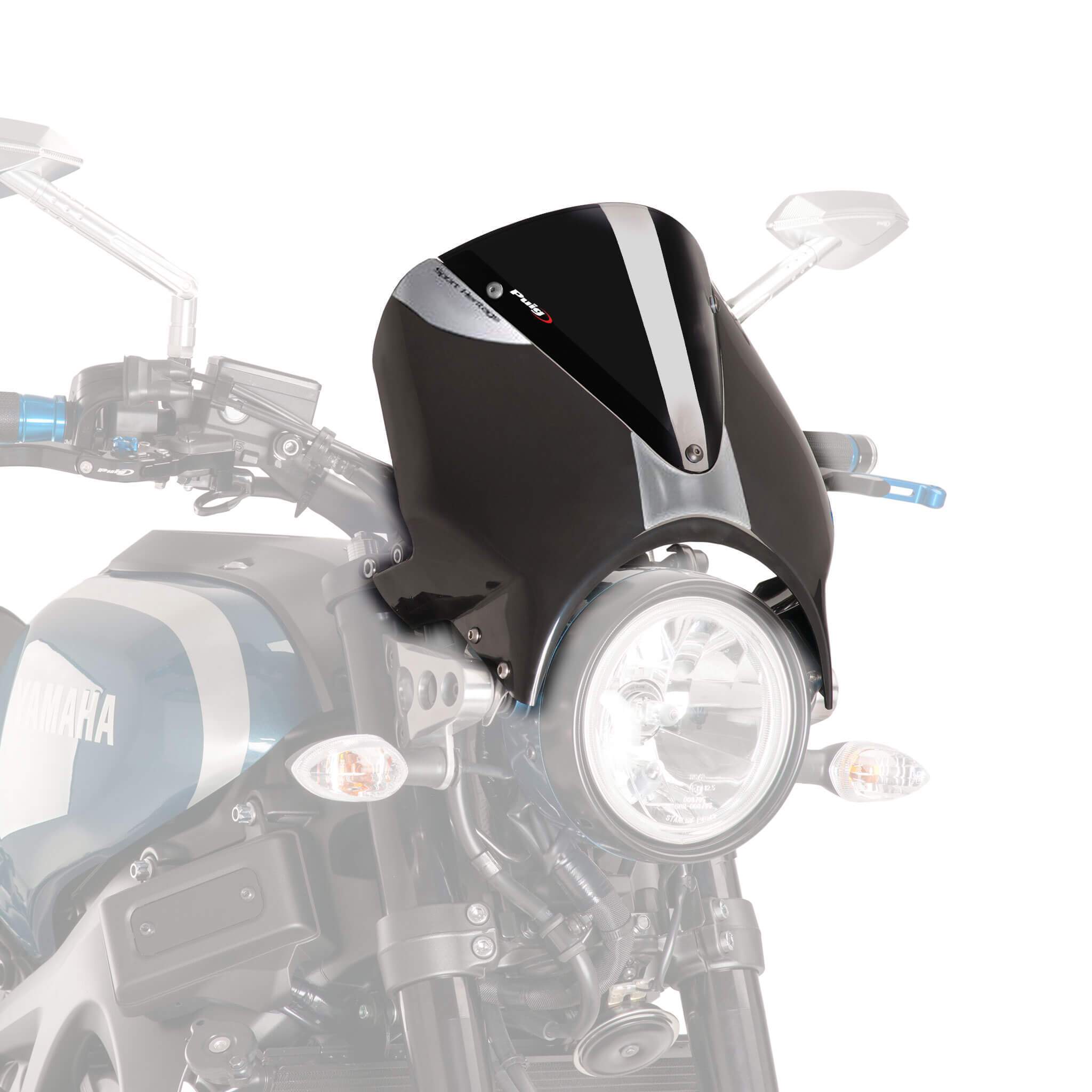Puig Retrovision Nose Fairing | Black with Black Screen | Yamaha XSR 900 2016>2021-M9560N-Screens-Pyramid Motorcycle Accessories