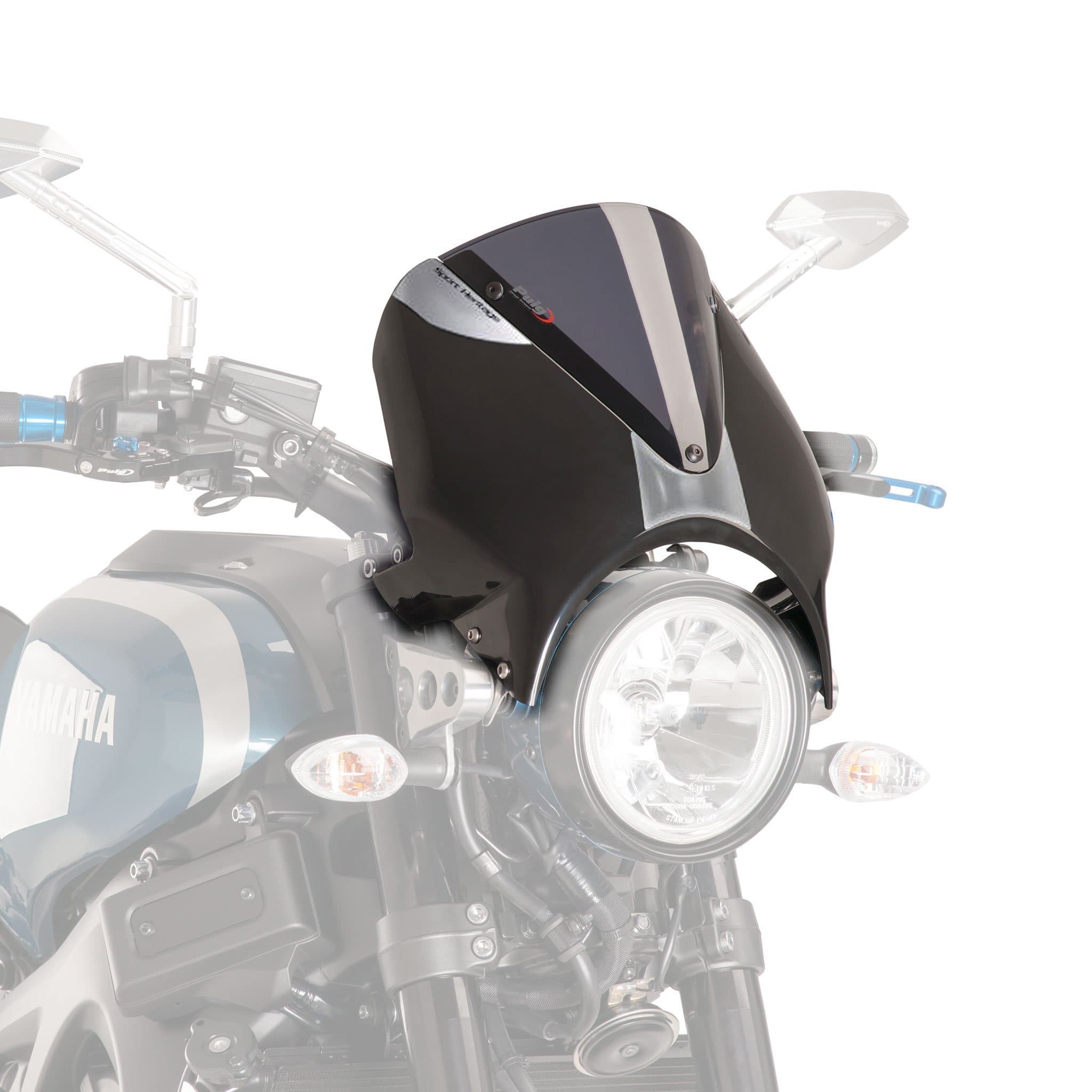 Puig Retrovision Nose Fairing | Black with Dark Smoke Screen | Yamaha XSR 900 2016>2021-M9560F-Screens-Pyramid Motorcycle Accessories