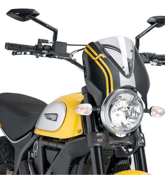 Puig Retrovision Nose Fairing | Carbon Look with Clear Screen | Ducati Scrambler Classic 2015>2018 -  Shop name