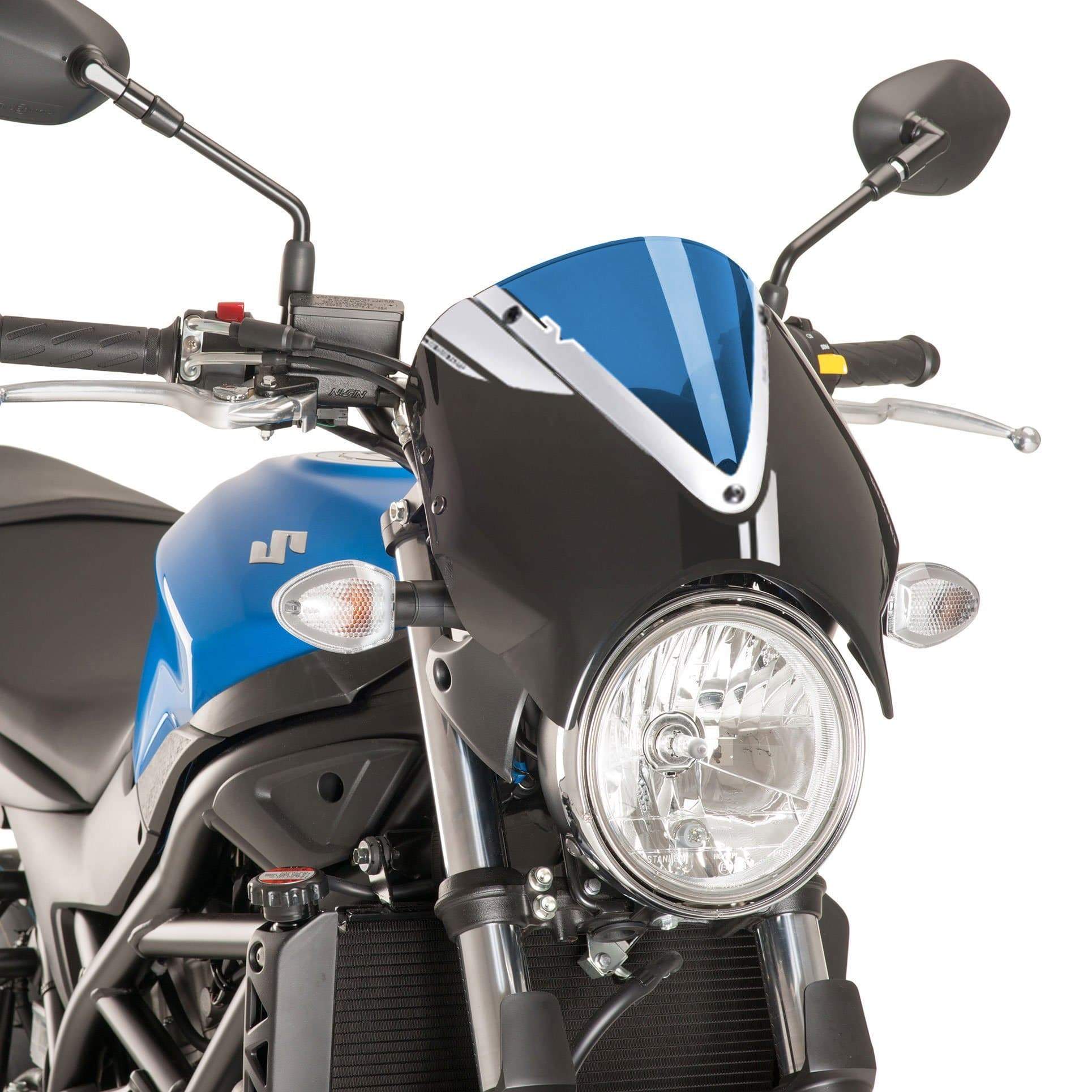 Puig Retrovision Nose Fairing | Matte Black with Blue Screen | Suzuki SV650 2016>Current-M8926A-Screens-Pyramid Motorcycle Accessories
