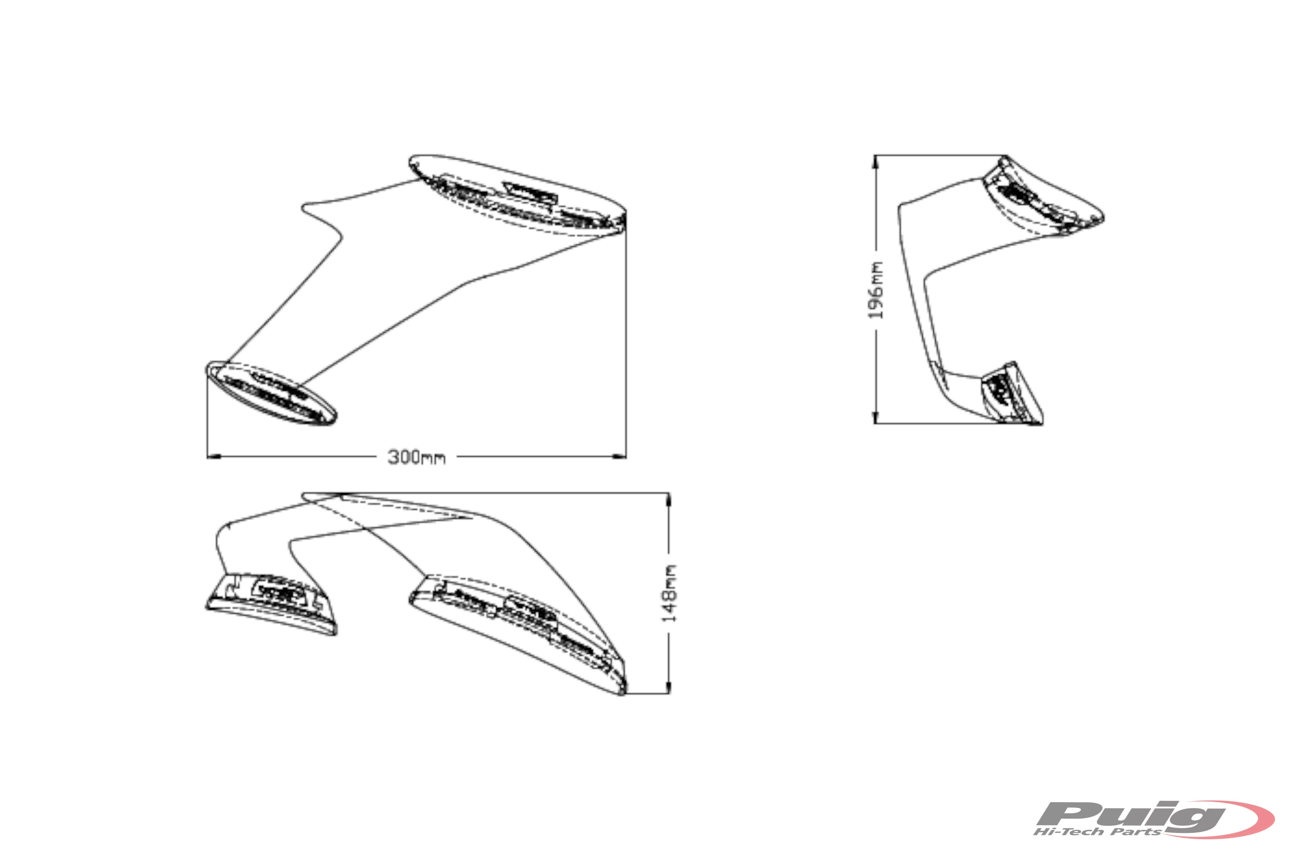 Puig Side Downforce Wings | Black | Kawasaki ZX10-R 2021>Current