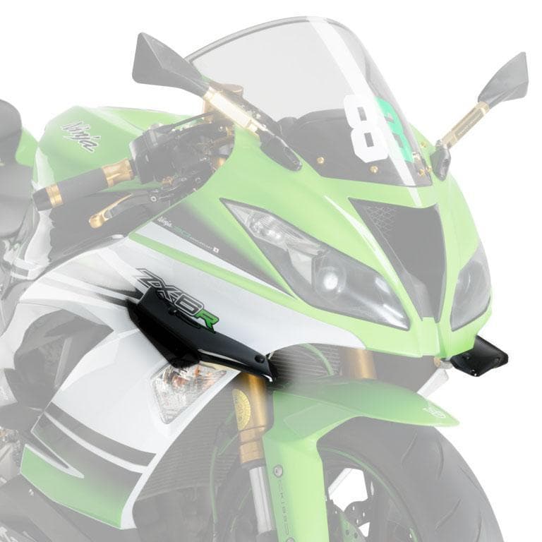 Puig Side Downforce Wings | Black/Black | Kawasaki Ninja ZX-6R 2018>2023-Wings-Pyramid Motorcycle Accessories