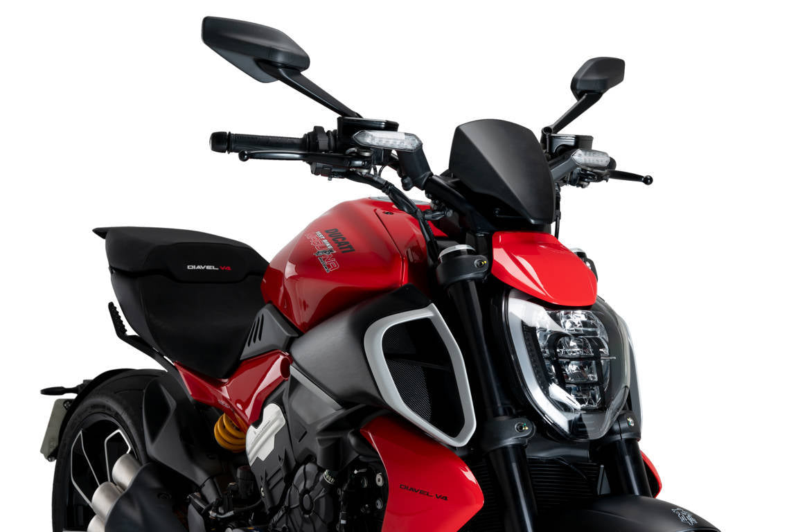 Puig Sport Plus Screen | Matte Black (Opaque) | Ducati Diavel V4 2023>Current-M21712J-Screens-Pyramid Motorcycle Accessories