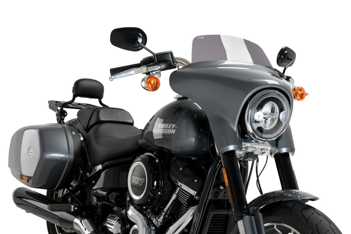 Puig Sport Screen for OEM Fairing | Dark Smoke | Harley Davidson Softail Sport Glide (FLSB) 2018>2021-M21340F-Screens-Pyramid Motorcycle Accessories