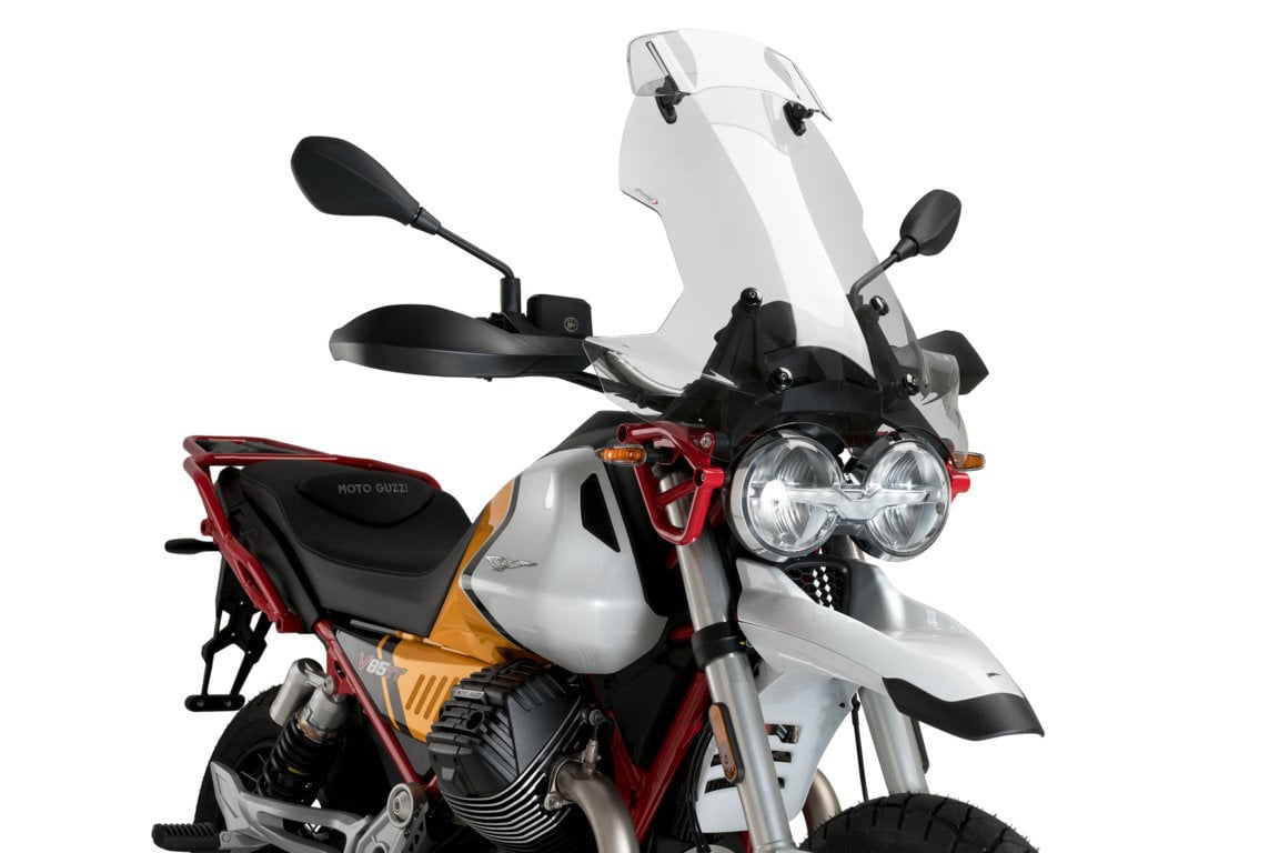 Puig Touring Screen With Visor | Clear | Moto Guzzi V85 TT 2021>Current-M21442W-Screens-Pyramid Motorcycle Accessories