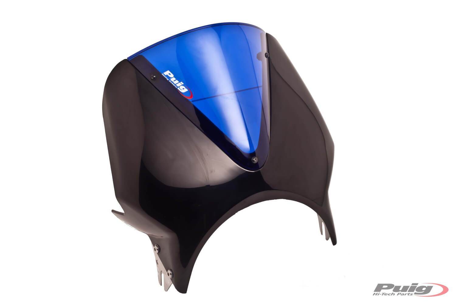 Puig Vision Screen | Black Fairing/Blue Screen | Triumph Bonneville T100 2002>2019-M003NA-Screens-Pyramid Motorcycle Accessories