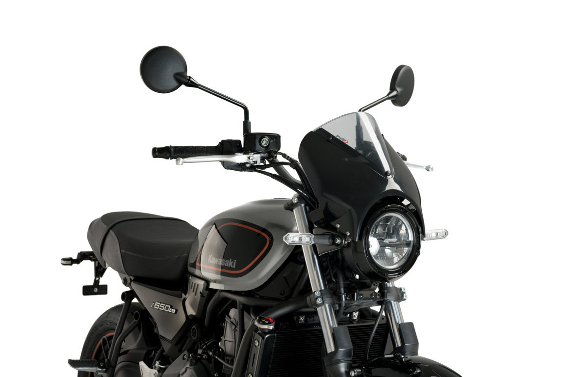 Puig Vision Screen | Black Fairing/Light Smoke Screen | Triumph Thruxton 1200 R 2016>2019-Screens-Pyramid Motorcycle Accessories