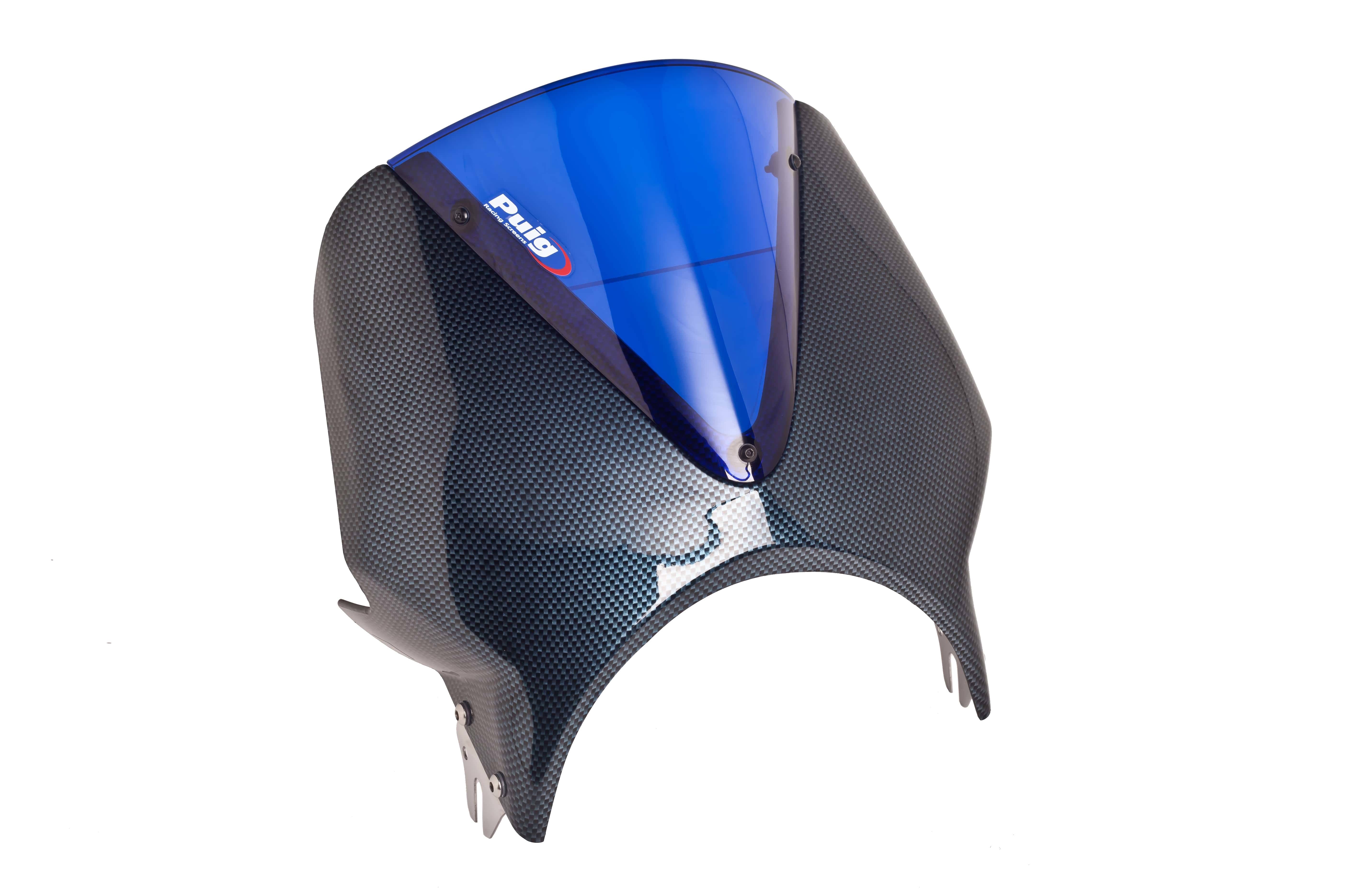 Puig Vision Screen | Carbon Look Fairing/Blue Screen | Triumph Thruxton 1200 RS 2020>Current-M003CA-Screens-Pyramid Motorcycle Accessories