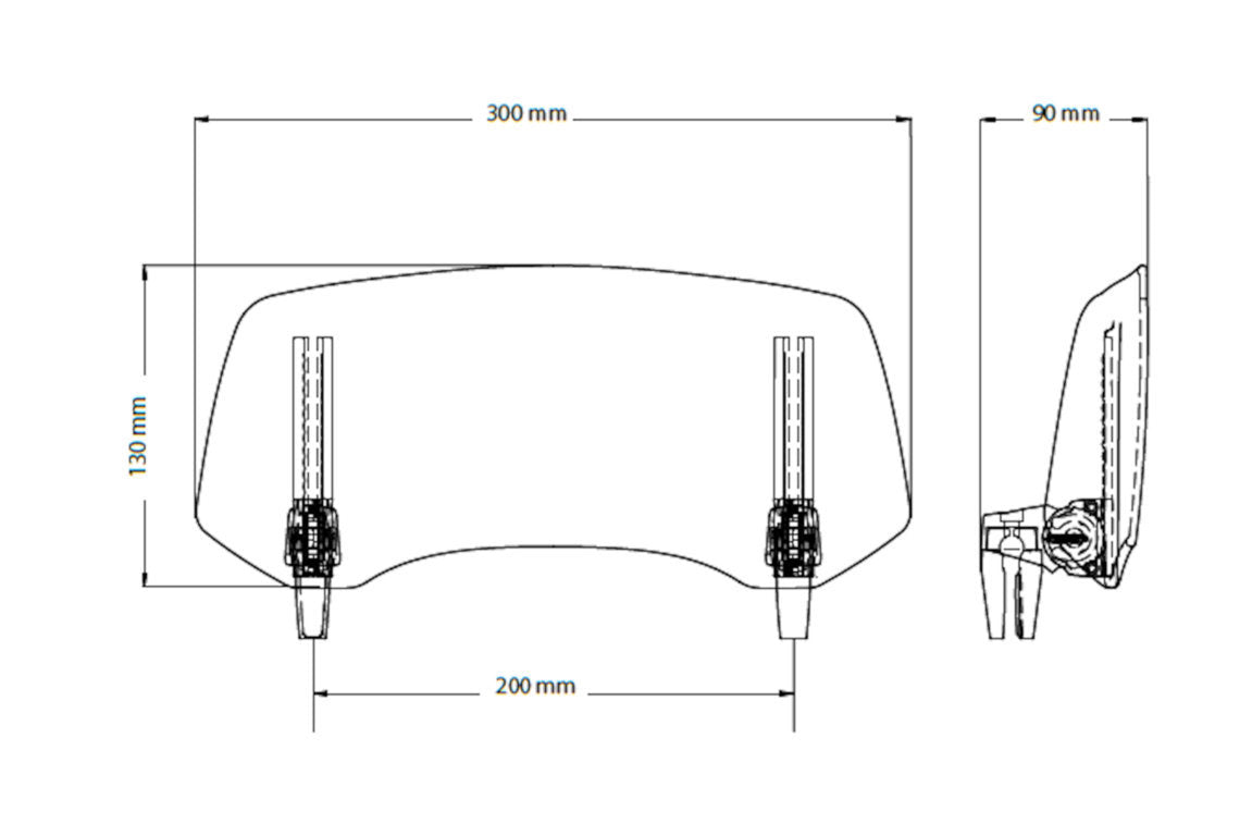 Puig Visor 2.0 - Clip On (300x130mm) | Clear-M20764W-Screen Deflectors-Pyramid Motorcycle Accessories