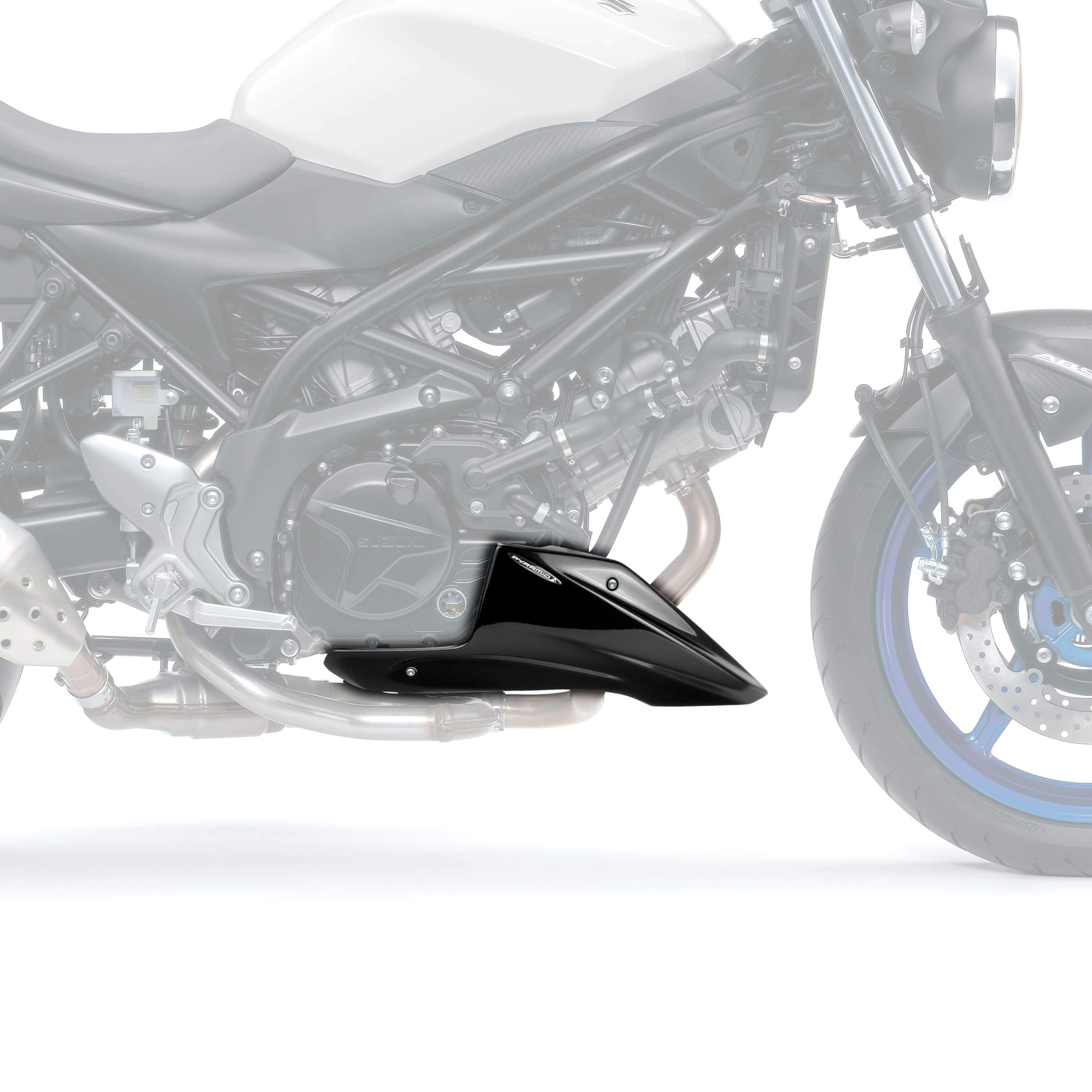 Pyramid Belly Pan | Gloss Black | Suzuki SV650 2016>Current-20681B-Belly Pans-Pyramid Motorcycle Accessories
