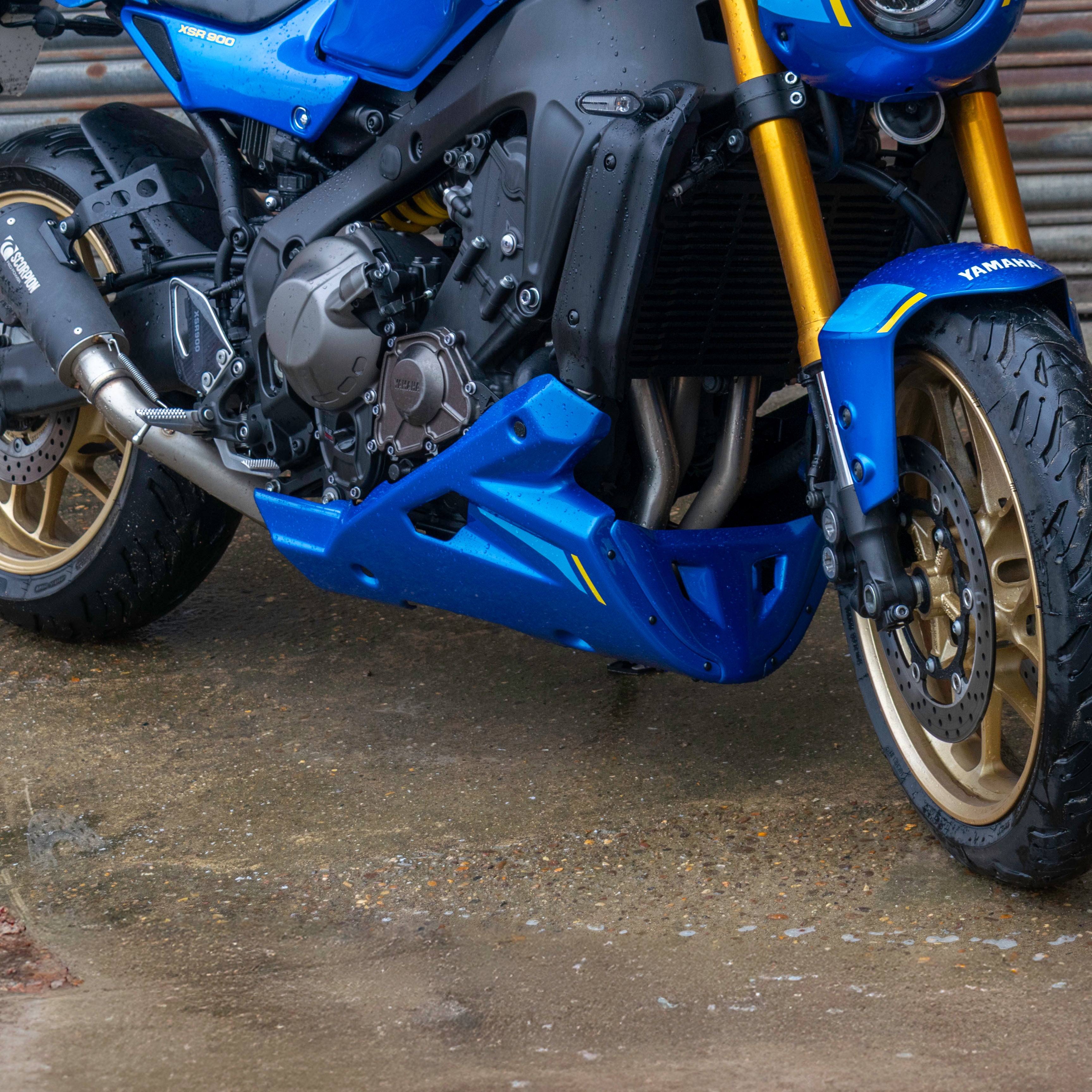 Pyramid Belly Pan | Legend Blue | Yamaha XSR 900 2022>Current-Belly Pans-Pyramid Motorcycle Accessories