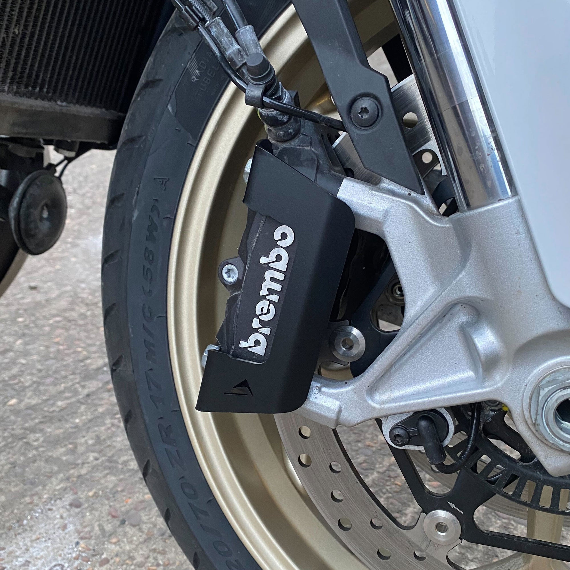 Pyramid Brake Caliper Guards | Matte Black | Moto Guzzi V100 Mandello 2022>Current-Crash Protection-Pyramid Motorcycle Accessories