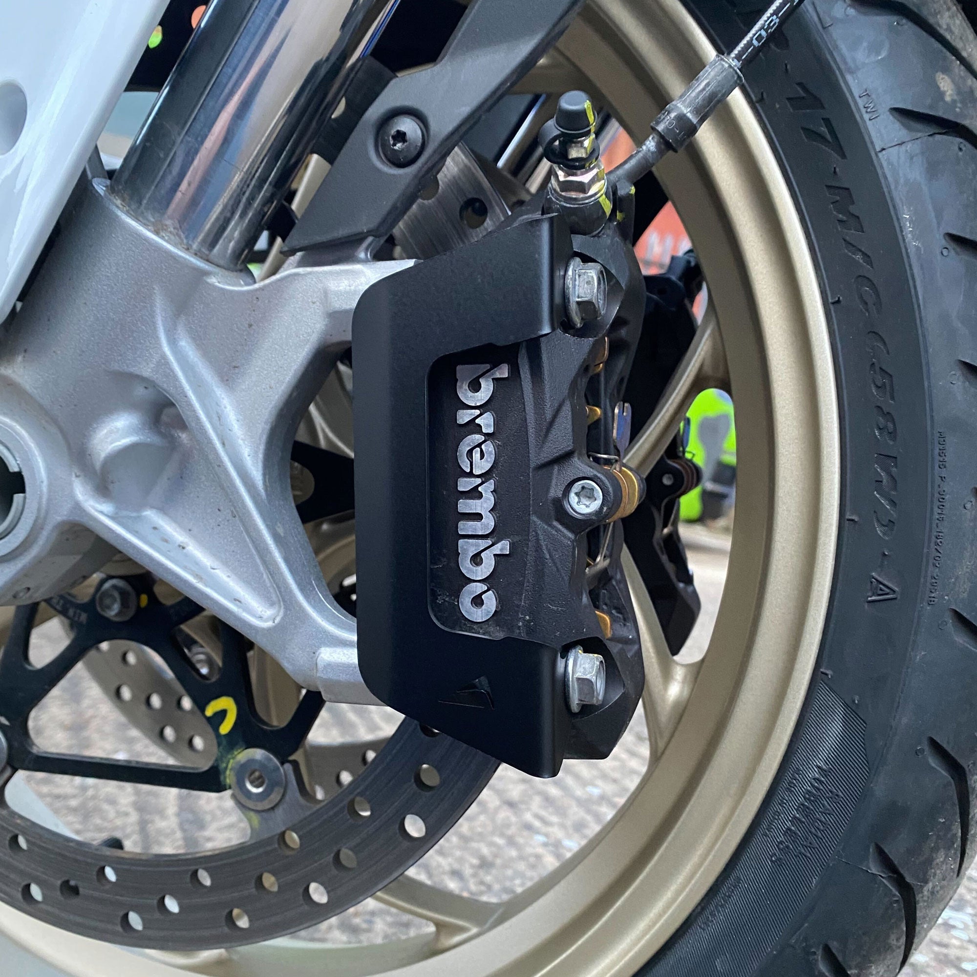 Pyramid Brake Caliper Guards | Matte Black | Moto Guzzi V100 Mandello 2022>Current-Crash Protection-Pyramid Motorcycle Accessories