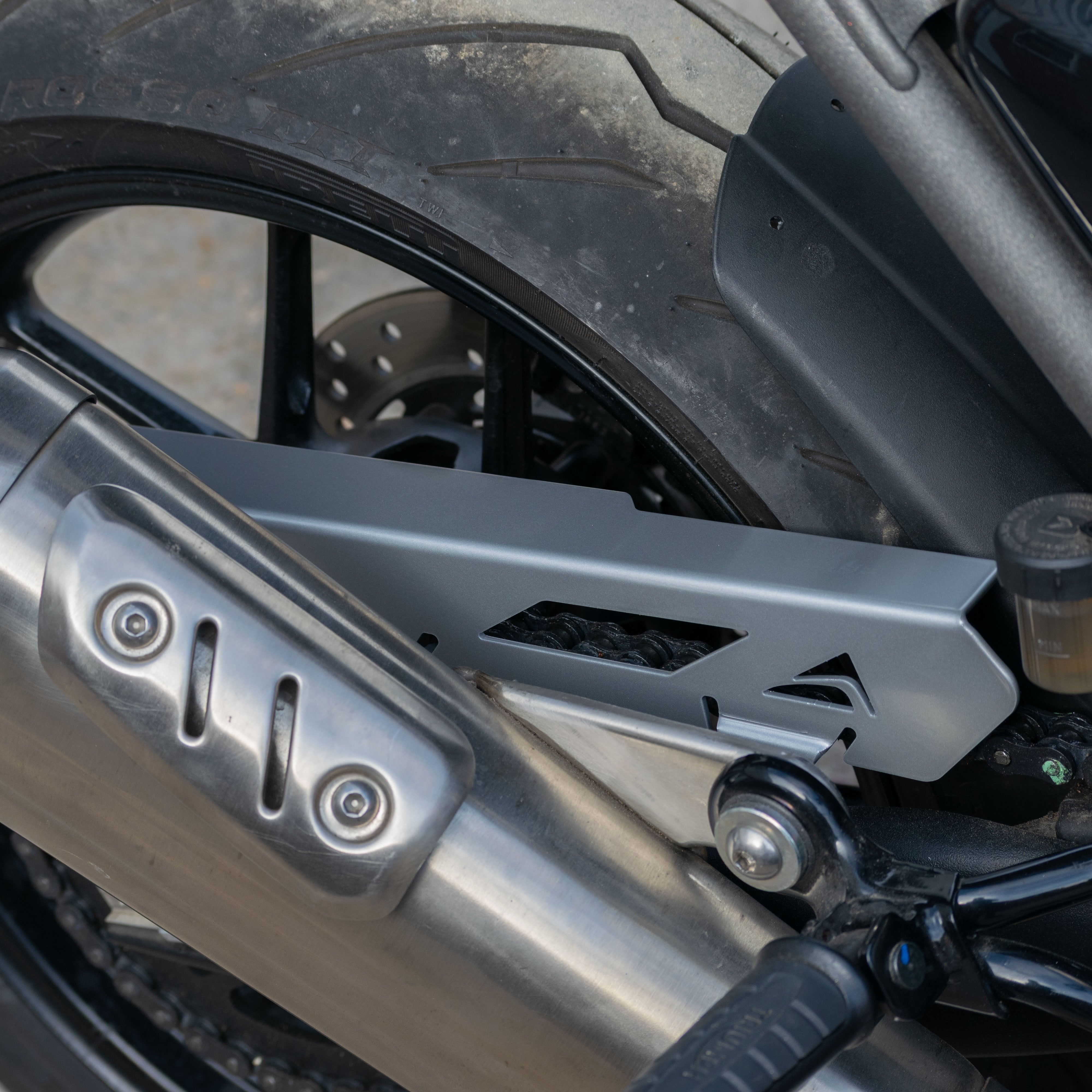 Pyramid Chainguard | Gloss Silver | Triumph Speed 400 2024>Current-Chain Guards-Pyramid Motorcycle Accessories