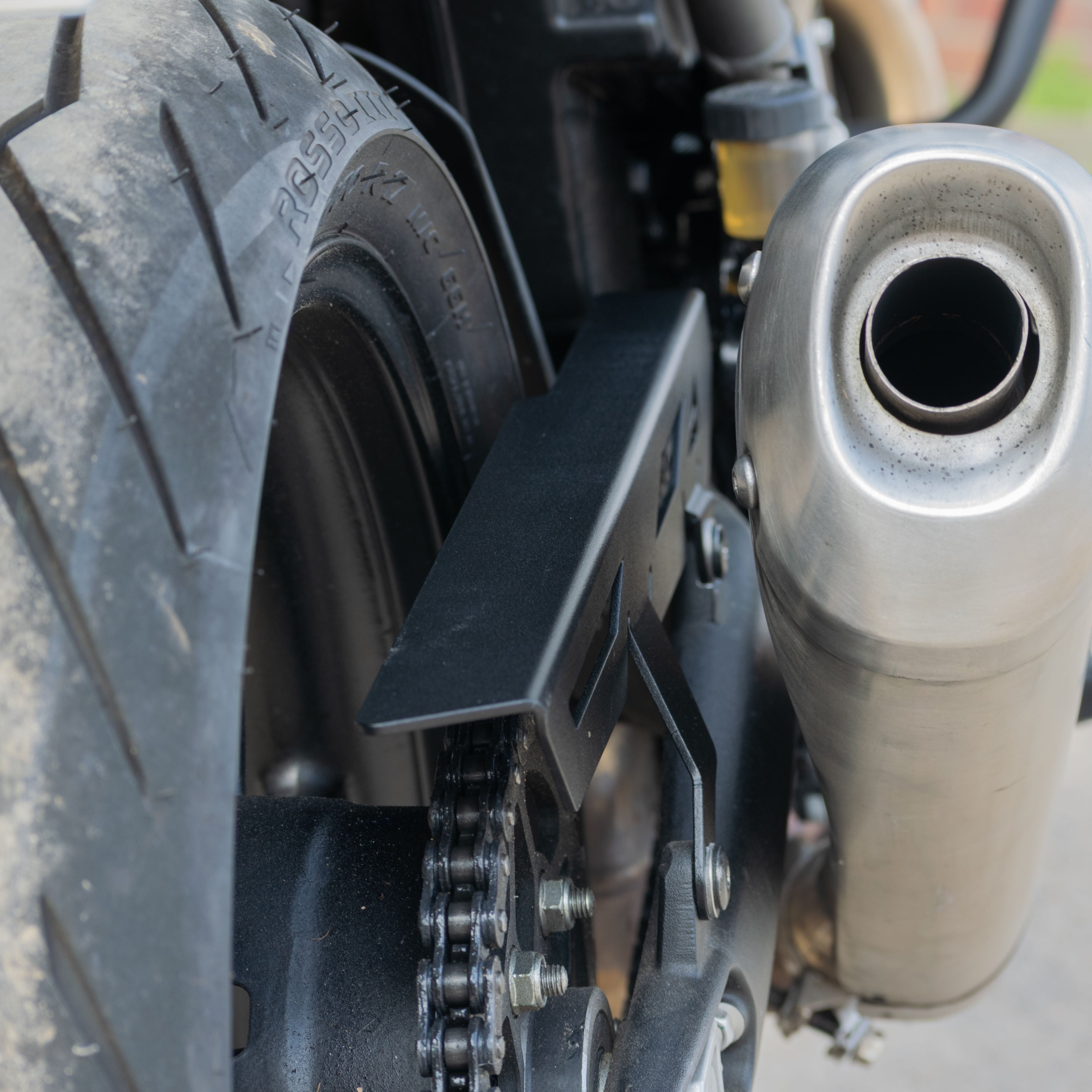 Pyramid Chainguard | Matte Black | Triumph Scrambler 400 X 2024>Current-Chain Guards-Pyramid Motorcycle Accessories