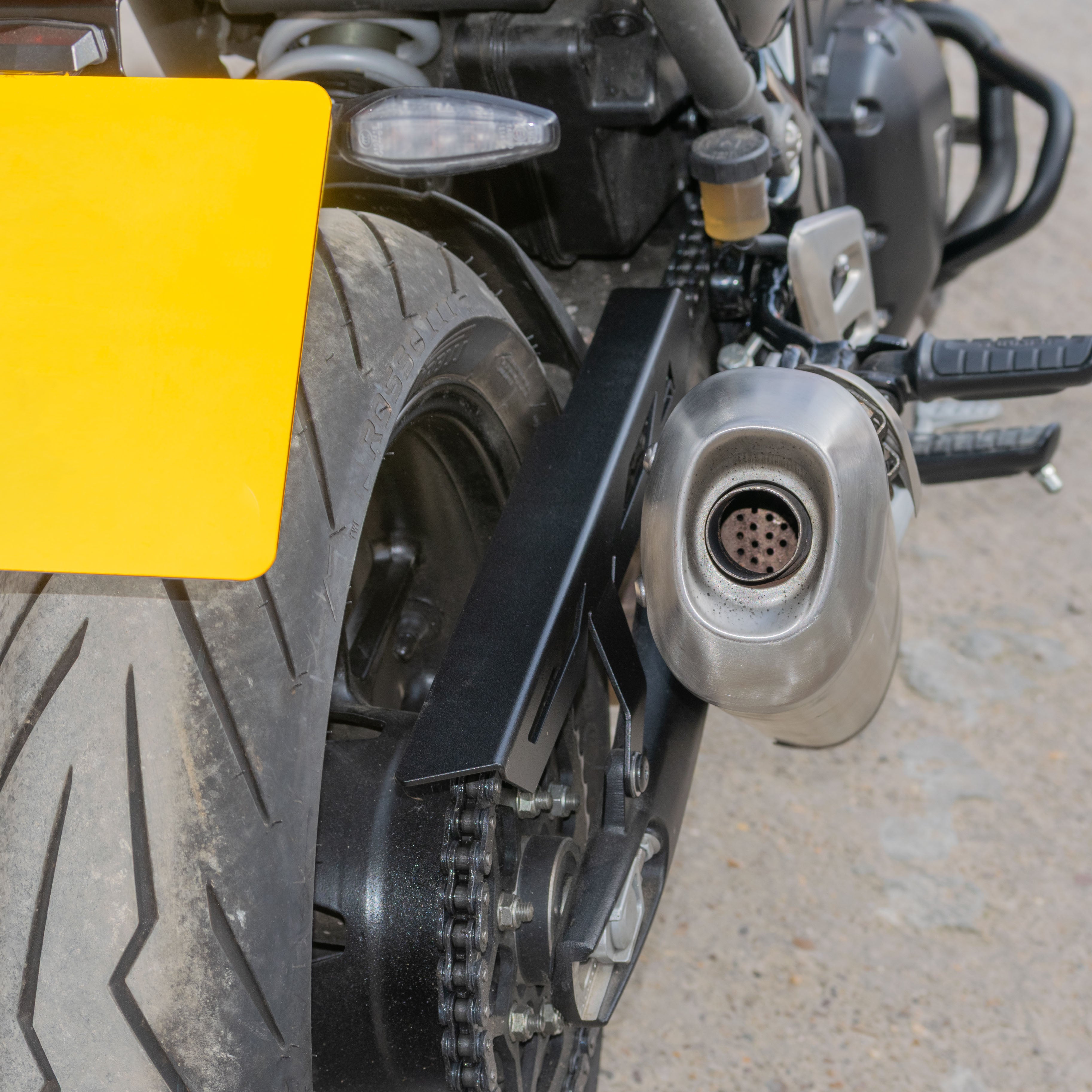 Pyramid Chainguard | Matte Black | Triumph Scrambler 400 X 2024>Current-Chain Guards-Pyramid Motorcycle Accessories