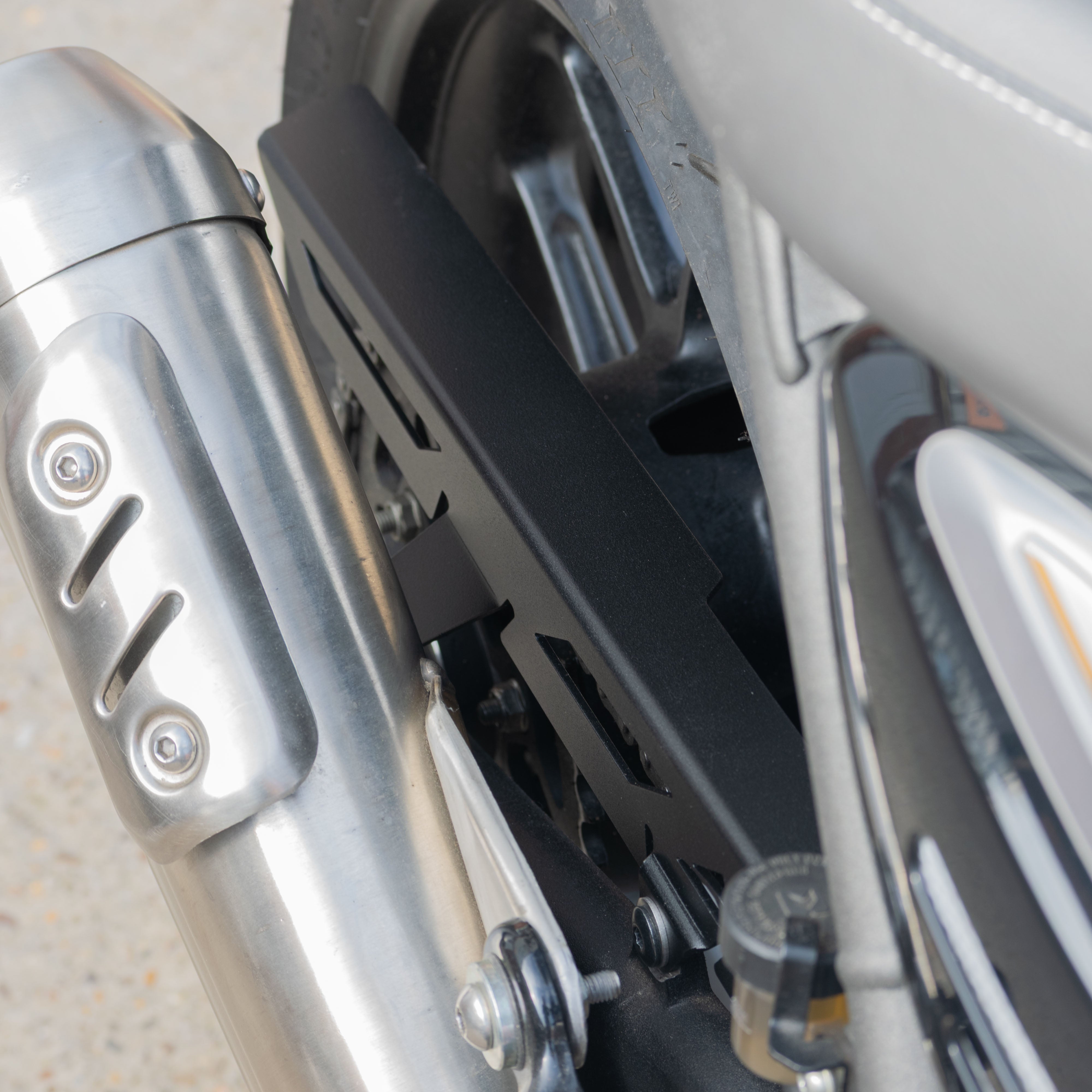 Pyramid Chainguard | Matte Black | Triumph Scrambler 400 X 2024>Current-Chain Guards-Pyramid Motorcycle Accessories