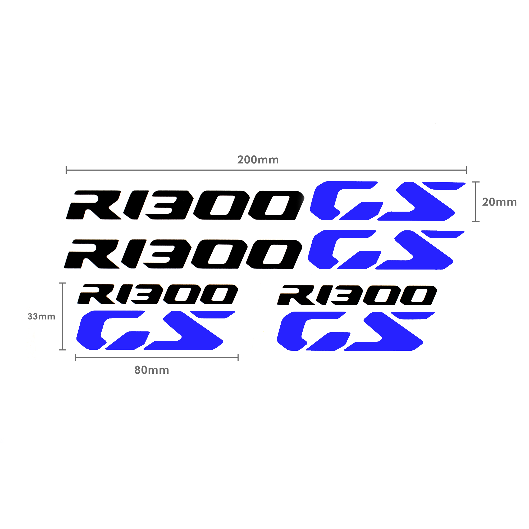 Pyramid Decals | BMW R 1300 GS Logo | Black & Blue | Set Of 4-Decals-Pyramid Motorcycle Accessories