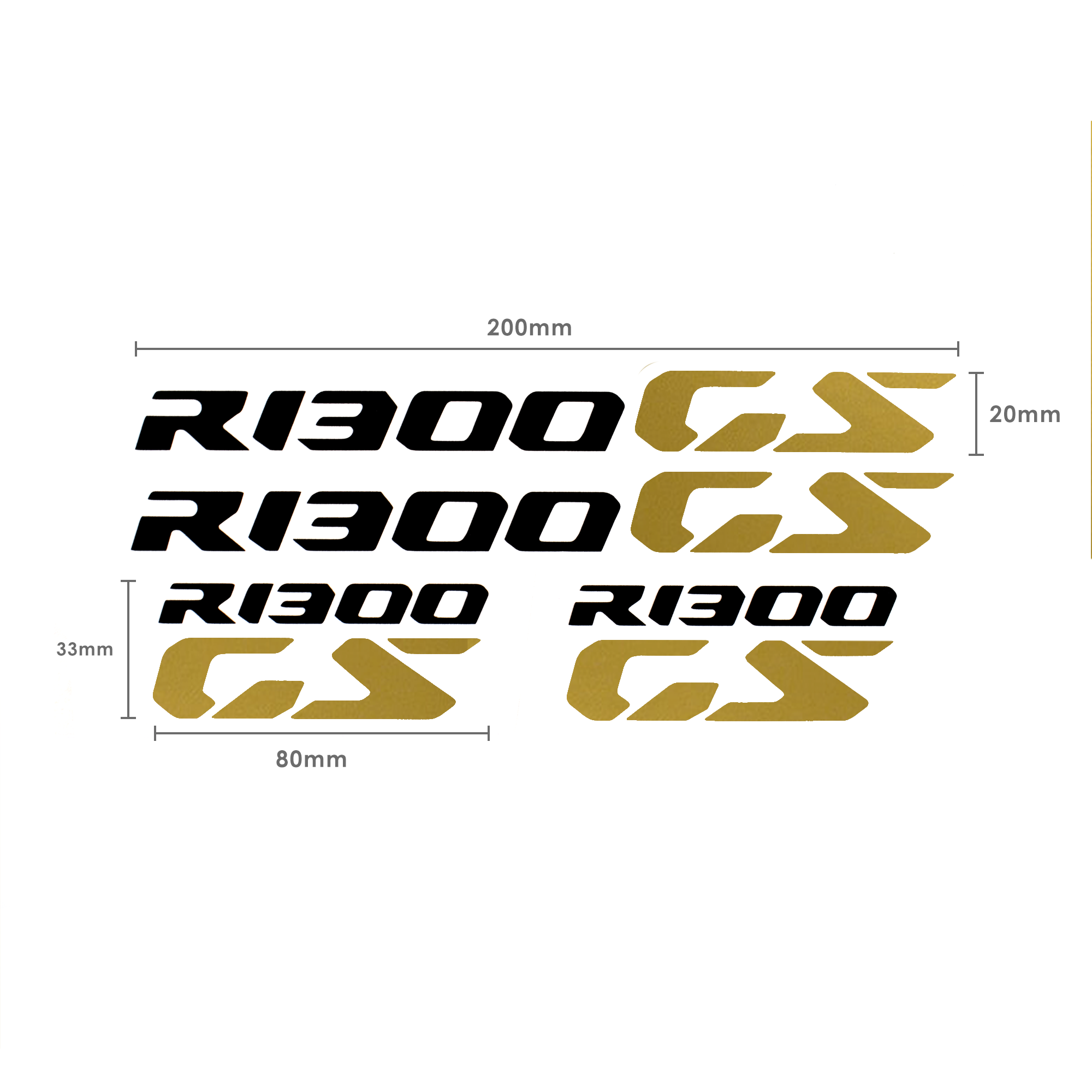 Pyramid Decals | BMW R 1300 GS Logo | Black & Gold | Set Of 4-Decals-Pyramid Motorcycle Accessories