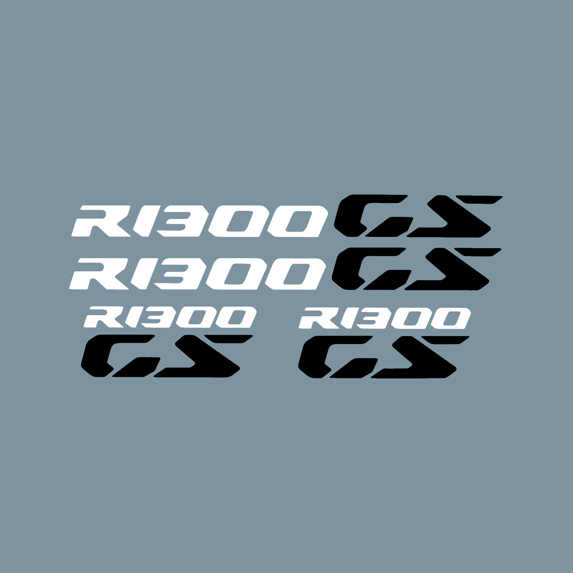 Pyramid Decals | BMW R 1300 GS Logo | White & Black | Set Of 4-Decals-Pyramid Motorcycle Accessories