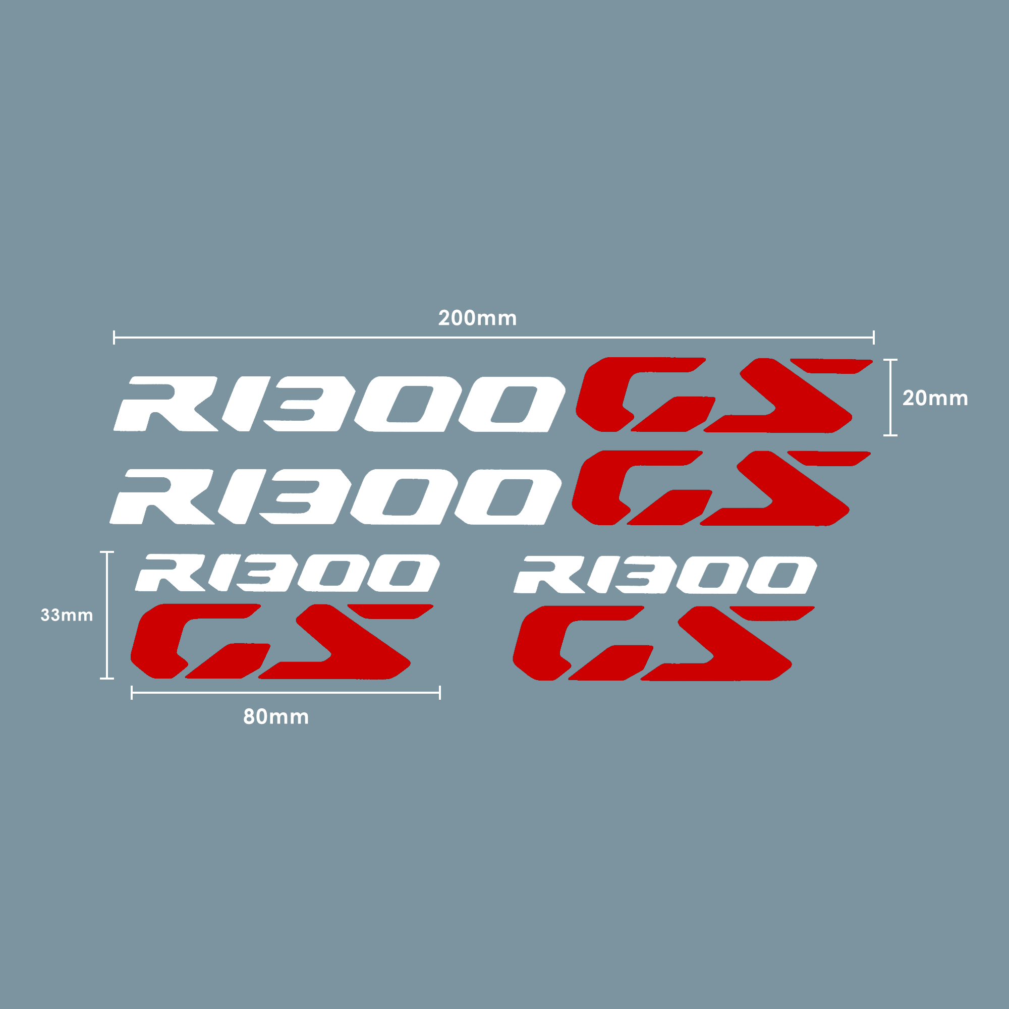 Pyramid Decals | BMW R 1300 GS Logo | White & Red | Set Of 4-Decals-Pyramid Motorcycle Accessories