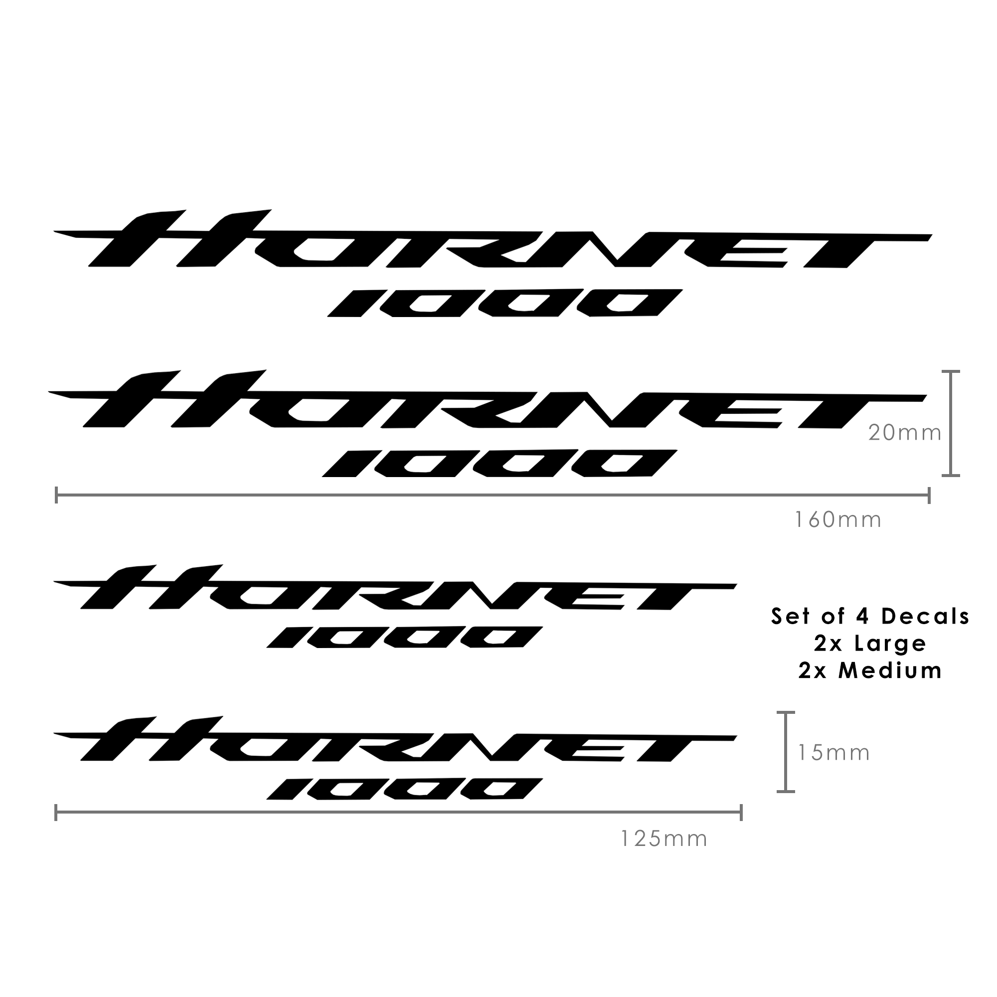 Pyramid Decals | Black | Honda CB 1000 Hornet Logo Set Of 4-Decals-Pyramid Motorcycle Accessories