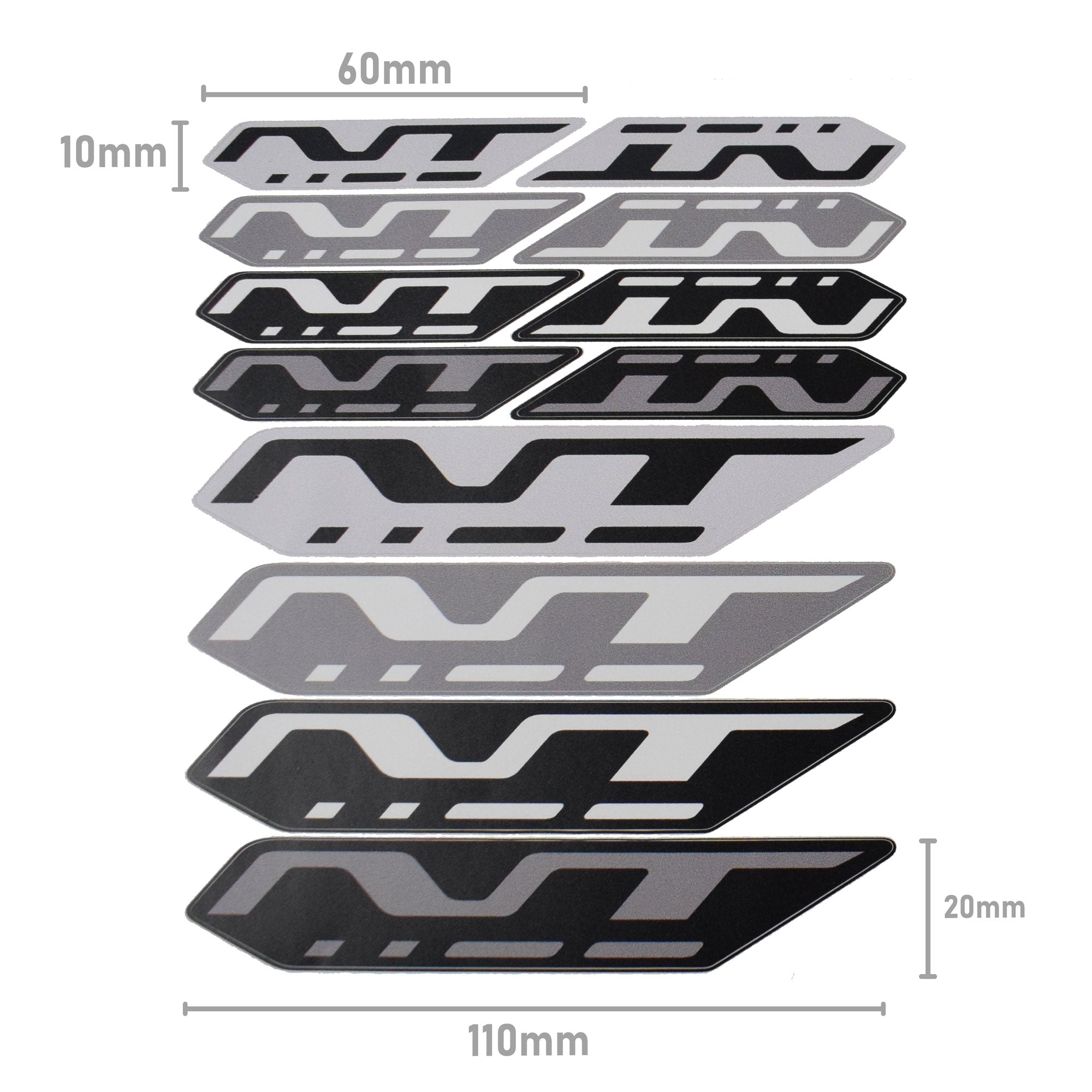Pyramid Decals | Black/Grey | Honda NT1100 Set Of 24-BRA0200-Decals-Pyramid Motorcycle Accessories