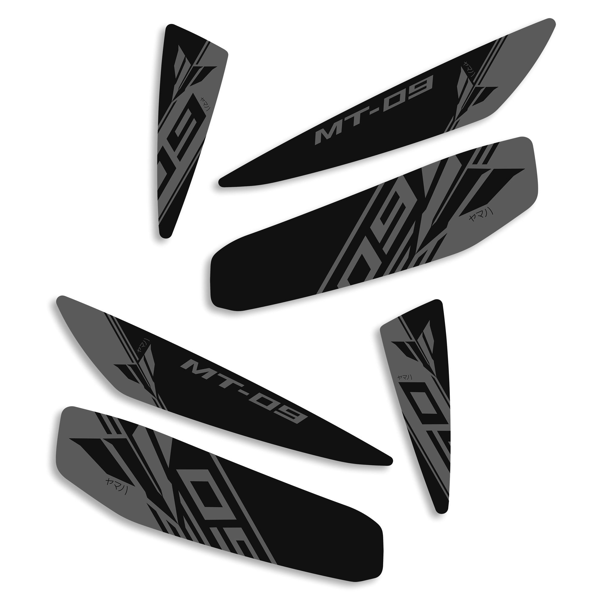 Pyramid Decals (Set of 6) | Black & Grey | Yamaha MT-09 SP 2021>2023-BRA08200B-Decals-Pyramid Motorcycle Accessories