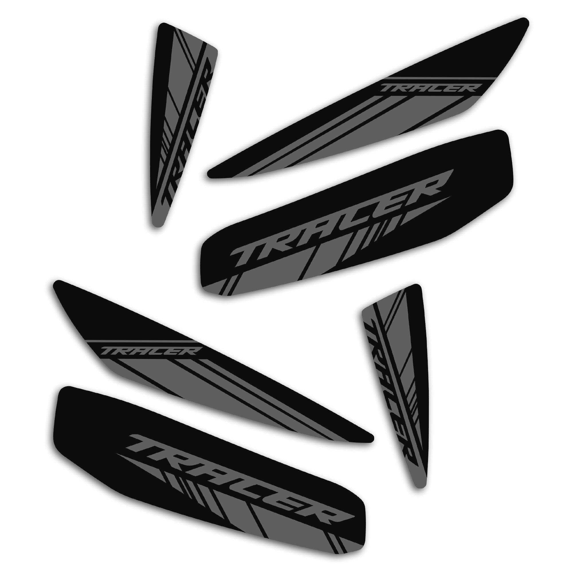 Pyramid Decals (Set of 6) | Black & Grey | Yamaha Tracer 9 GT/GT+ 2021>Current-BRA08202B-Decals-Pyramid Motorcycle Accessories