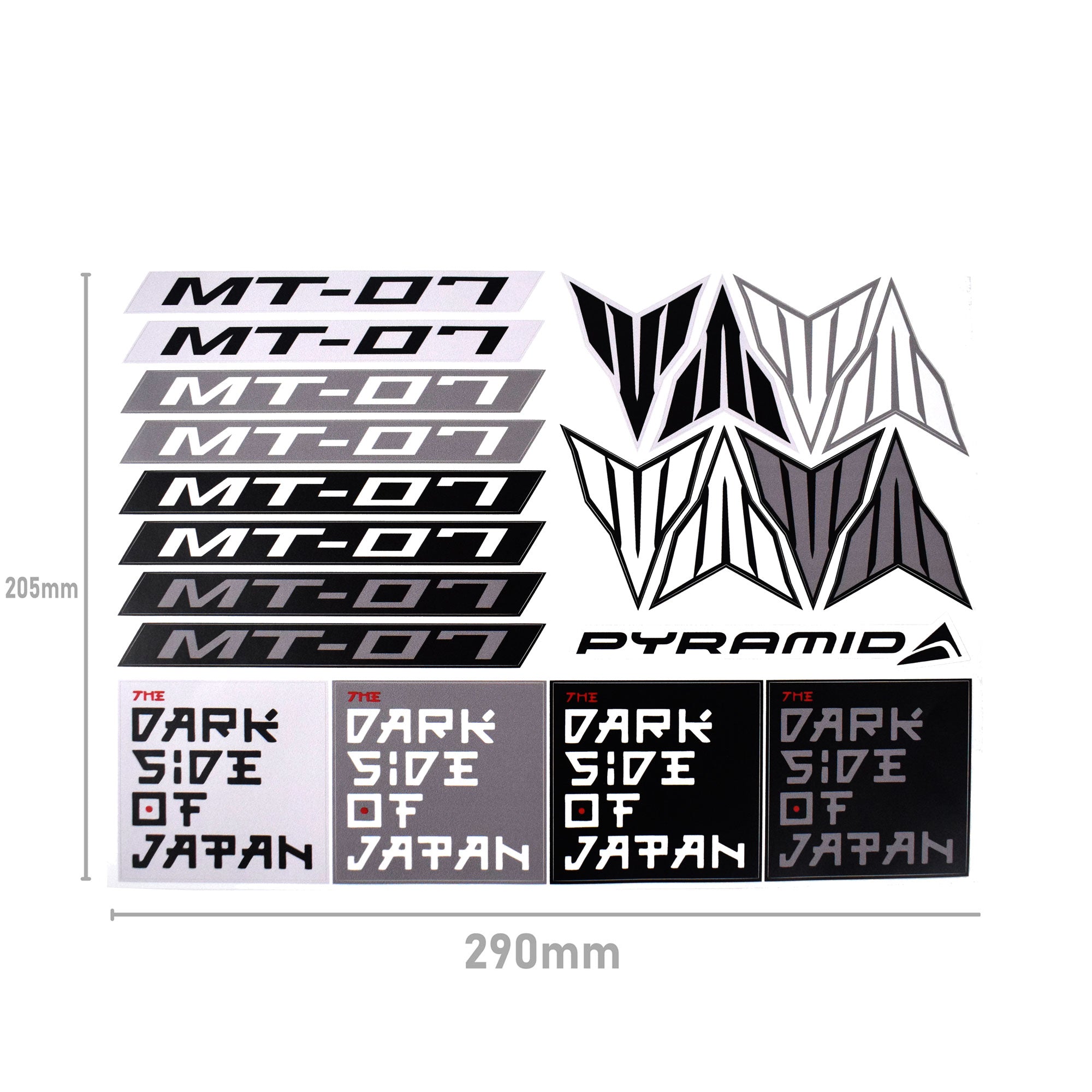 Pyramid Decals | Yamaha MT-07 | Set Of 21-BRA0202-Decals-Pyramid Motorcycle Accessories