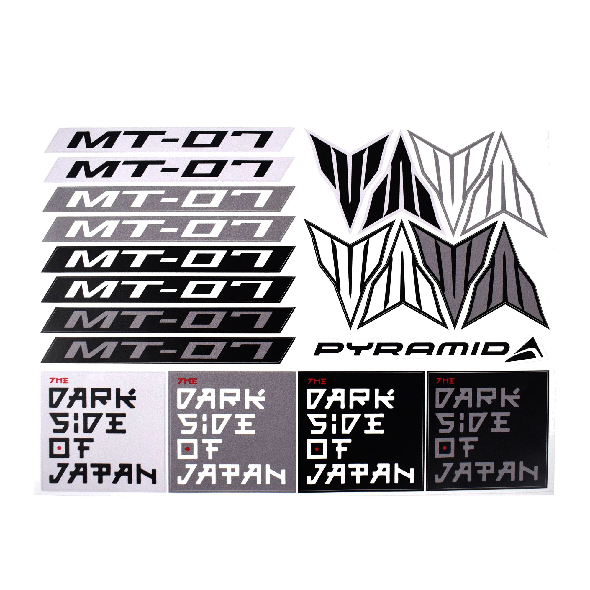 Pyramid Decals | Yamaha MT-07 | Set Of 21-BRA0202-Decals-Pyramid Motorcycle Accessories