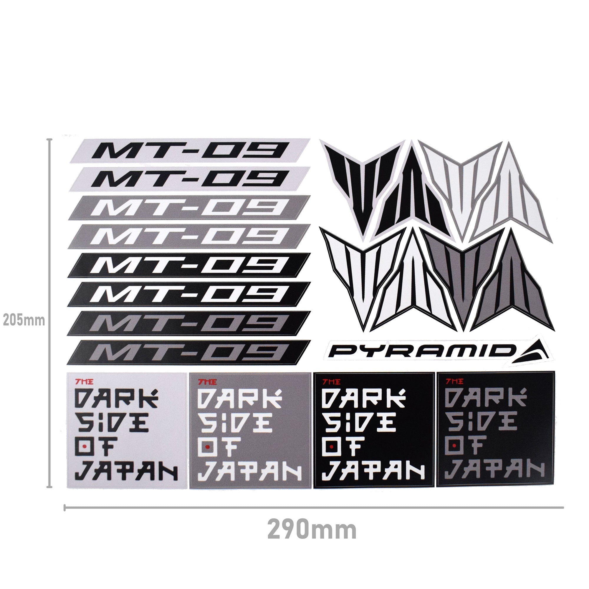 Pyramid Decals | Yamaha MT-09 | Set Of 21-BRA0204-Decals-Pyramid Motorcycle Accessories