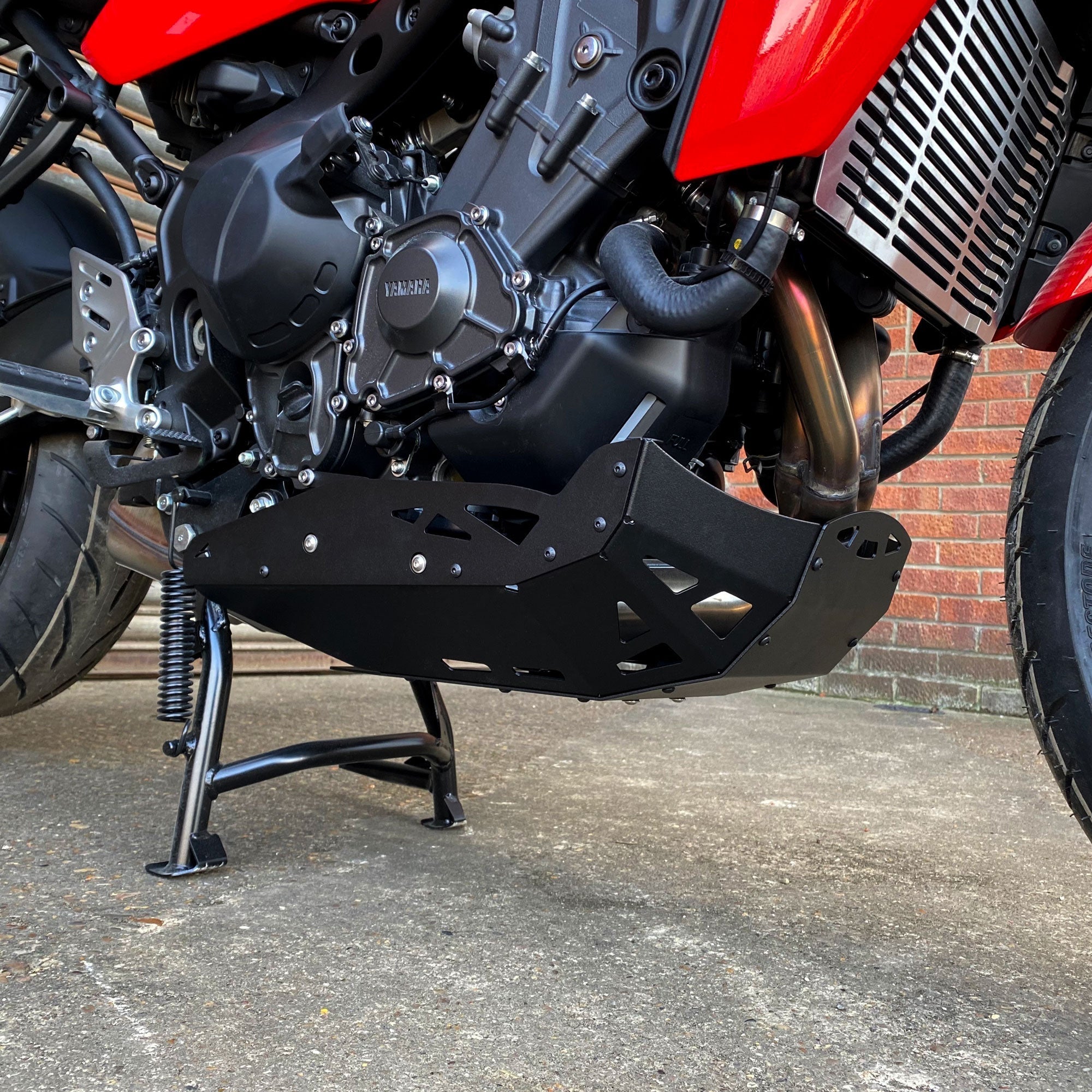 Pyramid Engine Plate | Matte Black | Yamaha Tracer 9 GT/GT+ 2021>Current-22156M-Engine Guards-Pyramid Motorcycle Accessories