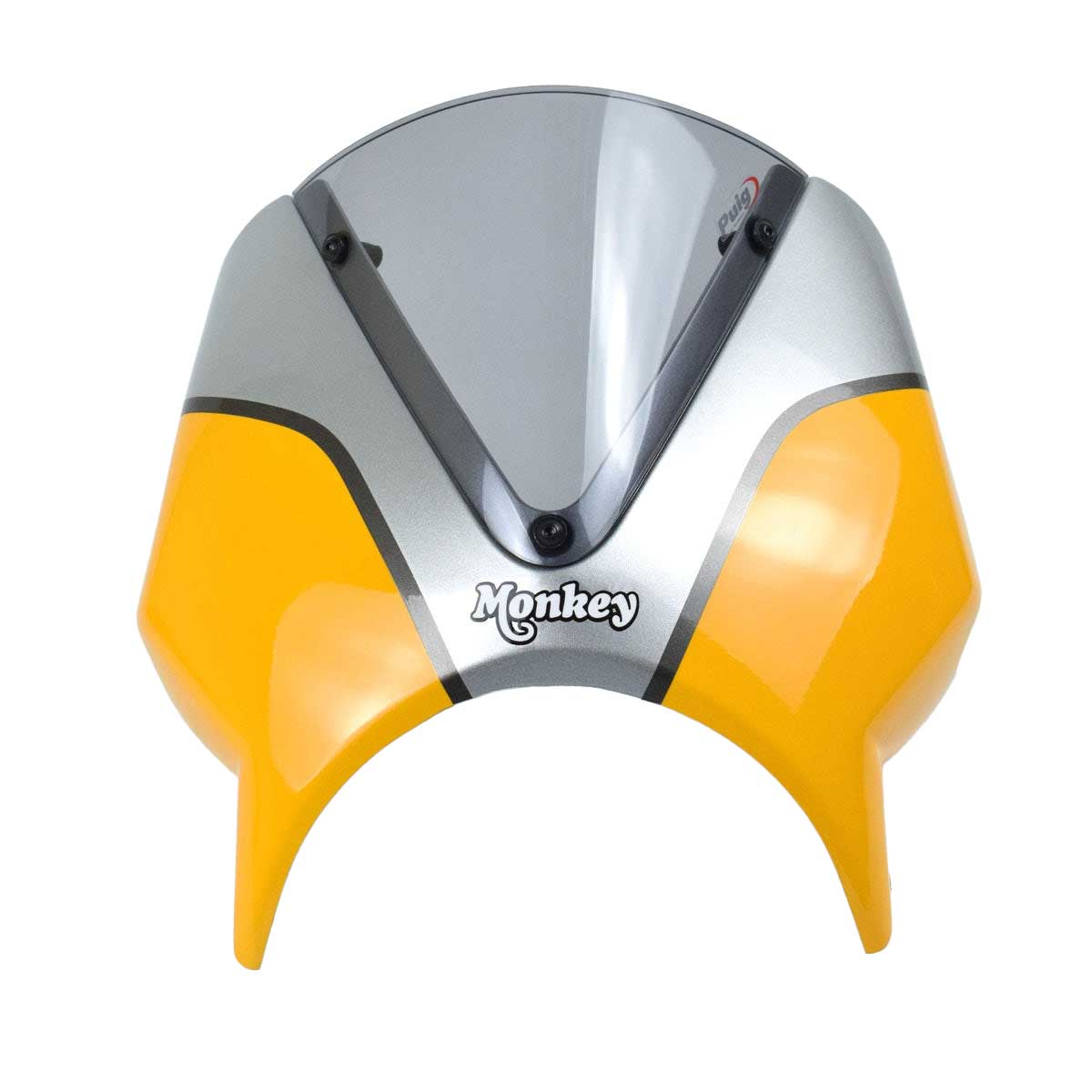 Pyramid Fly Screen | Banana Yellow/Silver | Honda Monkey 125 2021>Current -   Pyramid Motorcycle Accessories