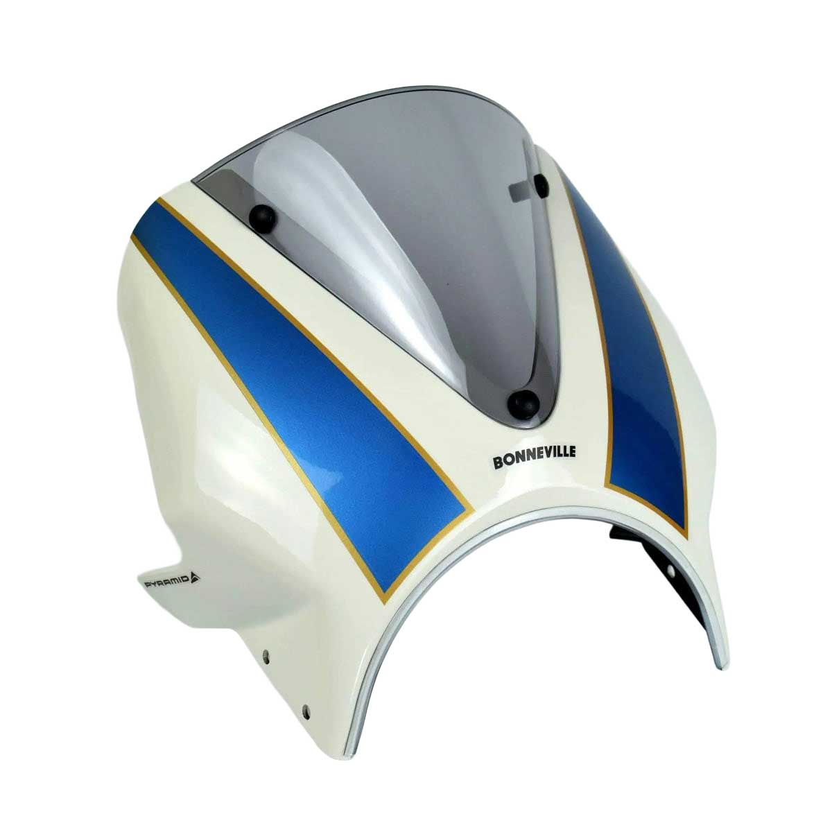 Pyramid Fly Screen | Fusion White & Aegean Blue | Triumph Bonneville T120 2016>Current -   Pyramid Motorcycle Accessories