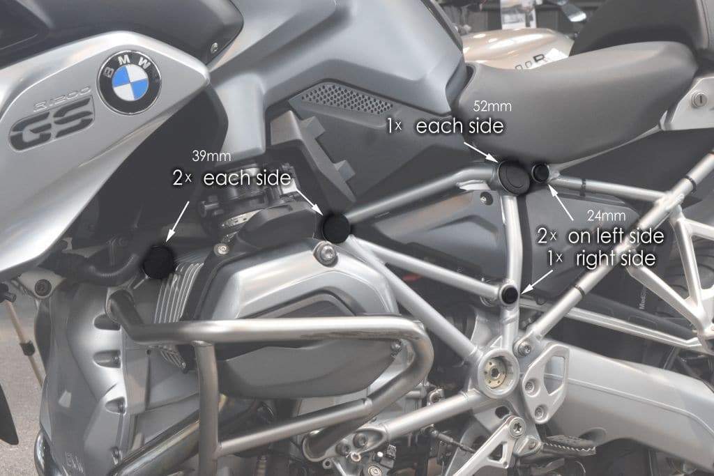 Pyramid Frame End Caps | Matte Black | BMW R1200 GS Rallye/Exc 2017>Current-089400-Frame End Caps-Pyramid Motorcycle Accessories