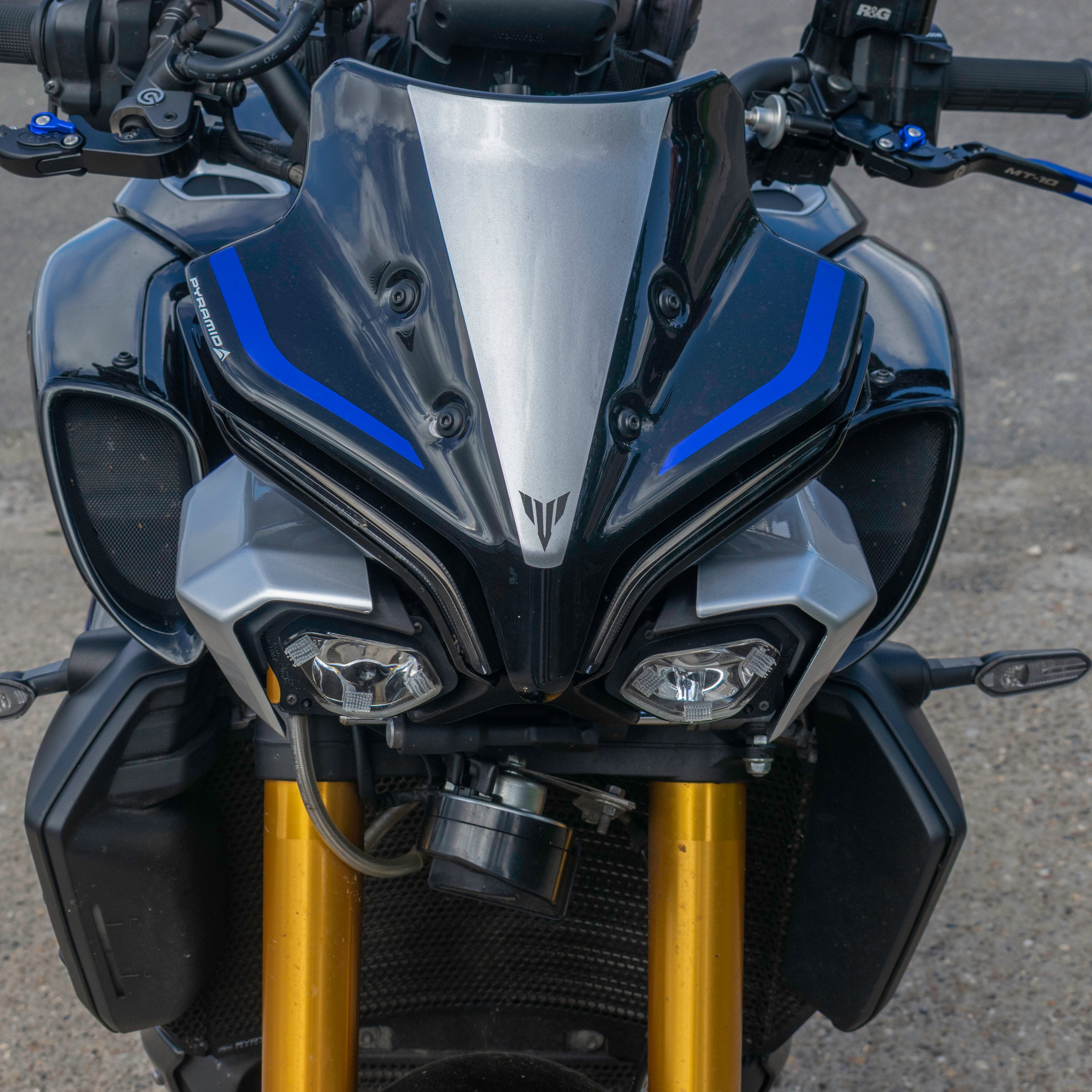 Pyramid Headlight Shrouds | SP Liquid Metal | Yamaha MT-10 2024>Current-Decals-Pyramid Motorcycle Accessories