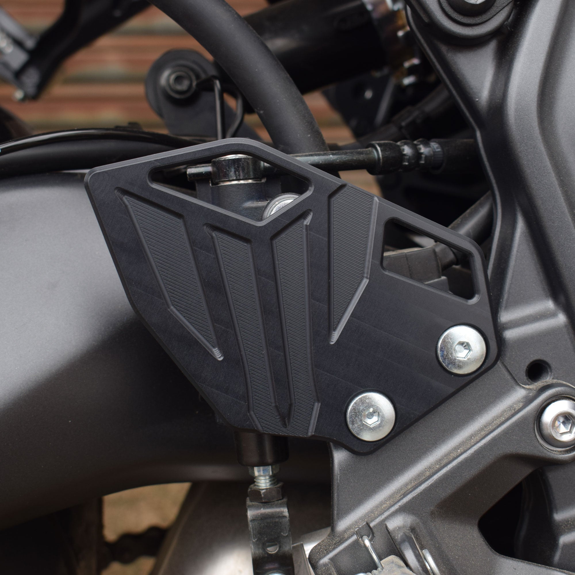 Pyramid Heel Plates | Black | Yamaha XSR 900 (Inc. GP) 2022>Current-Heel Plates-Pyramid Motorcycle Accessories