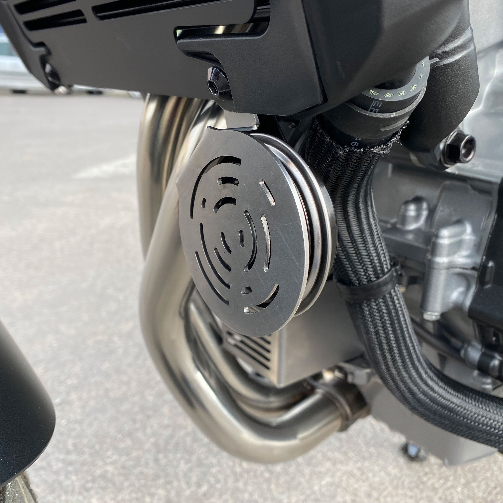 Pyramid Horn Cover | Black | Honda CB 500 X 2022>2023-35160M-Radiator Guards-Pyramid Motorcycle Accessories