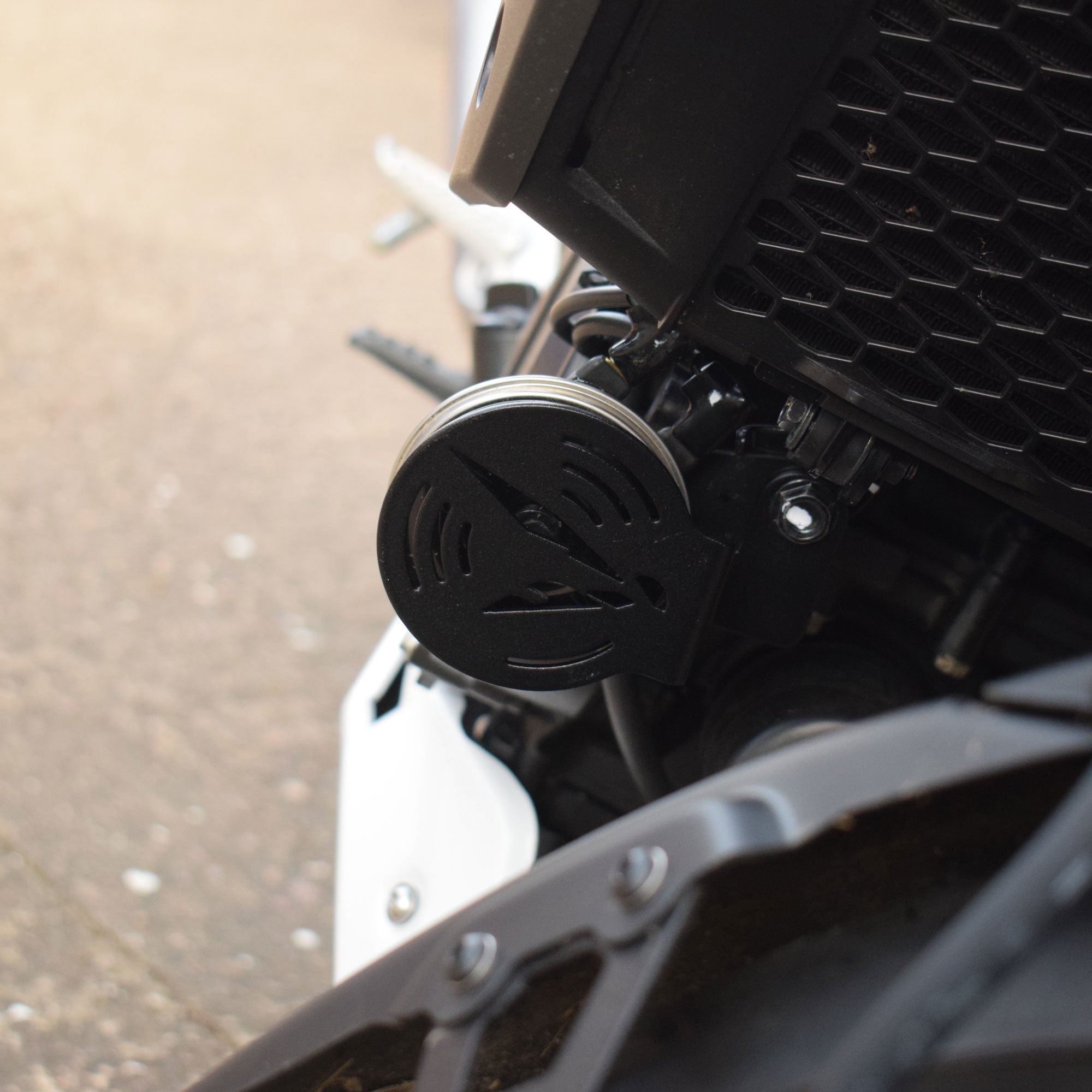 Pyramid Horn Cover | Black | Honda CB750 Hornet 2022> Current-35161M-Radiator Guards-Pyramid Motorcycle Accessories