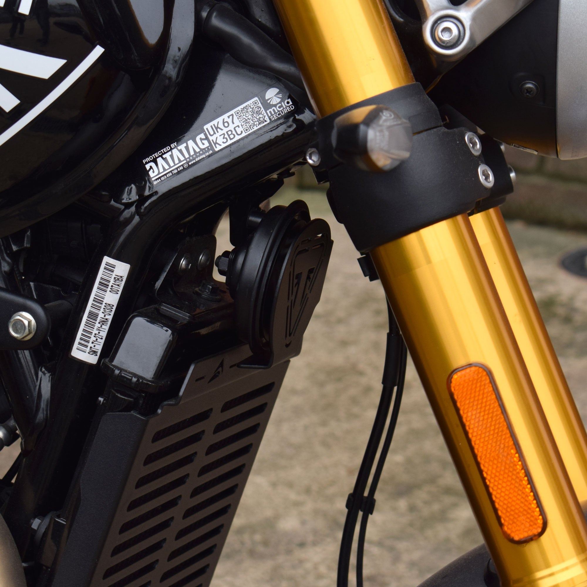 Pyramid Horn Cover | Black | Triumph Scrambler 400X 2024>Current-Radiator Guards-Pyramid Motorcycle Accessories
