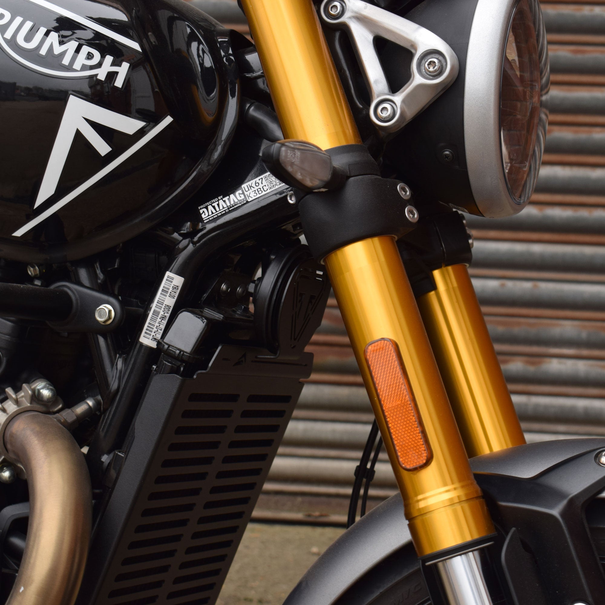 Pyramid Horn Cover | Black | Triumph Scrambler 400X 2024>Current-Radiator Guards-Pyramid Motorcycle Accessories