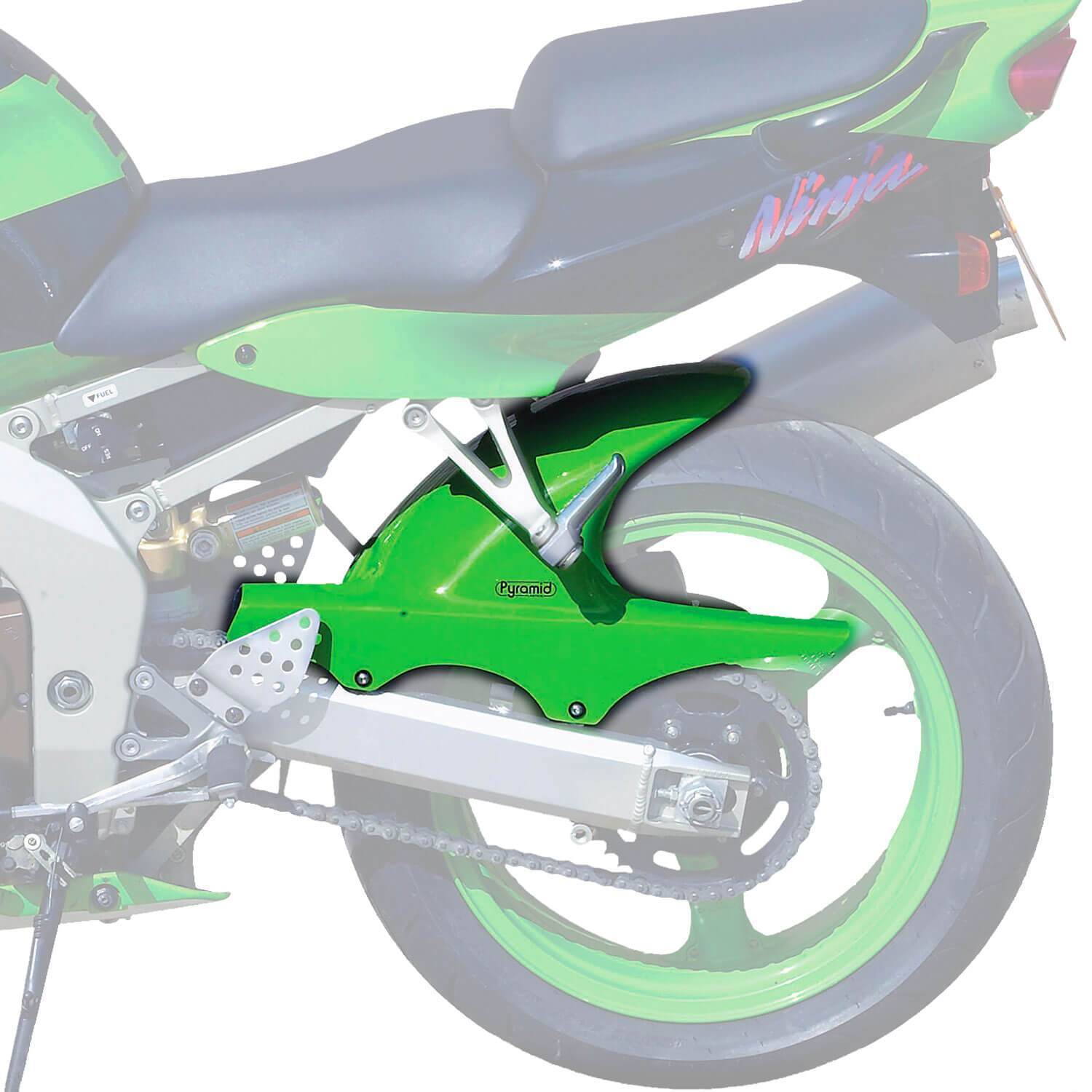 Pyramid Hugger | Gloss Green | Kawasaki ZX6-R 2000>2002-07326D-Huggers-Pyramid Motorcycle Accessories