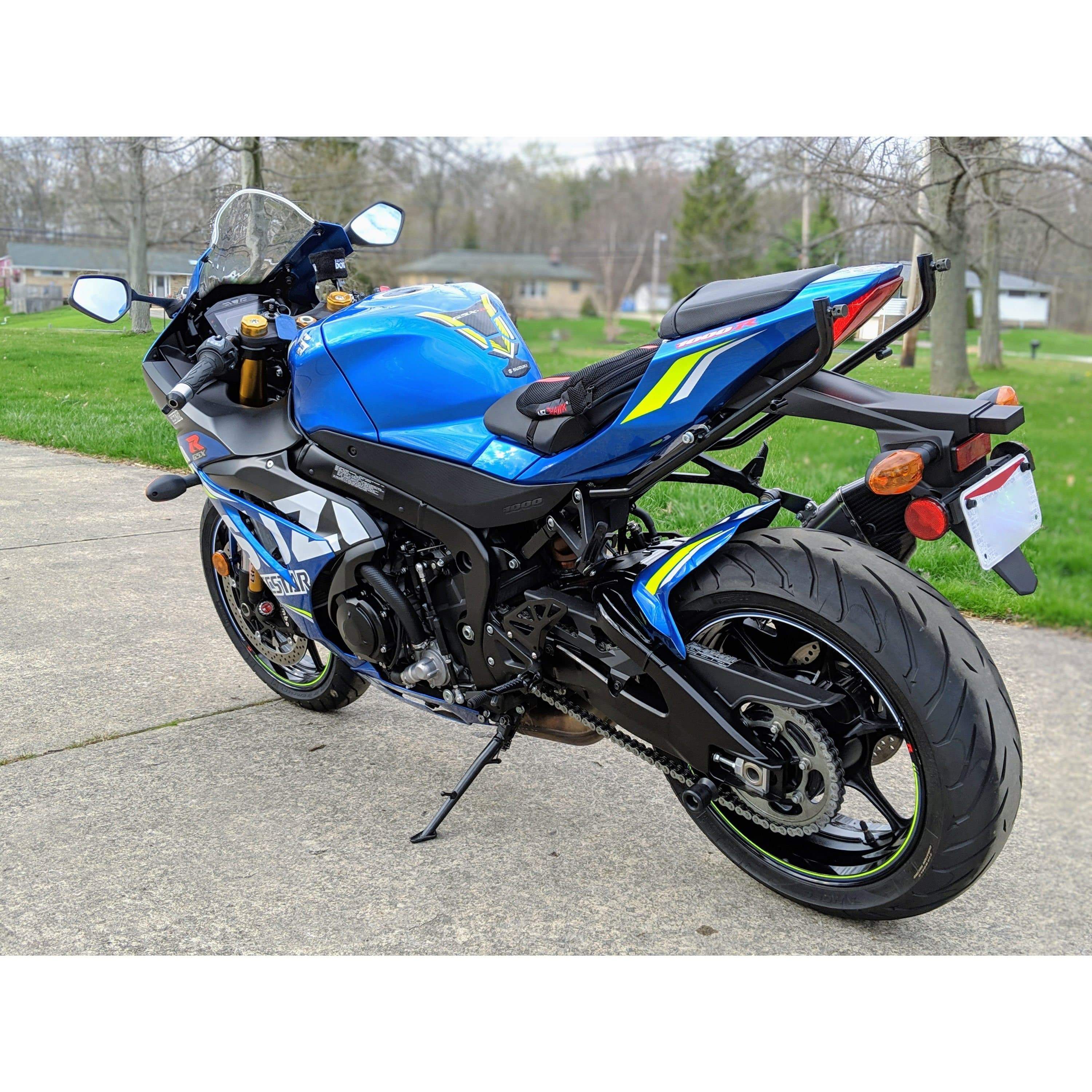 Pyramid Hugger | Metallic Blue (Triton Blue w/ Yellow & White Stripes) | Suzuki GSX-R1000 2017>Current-070406D-Huggers-Pyramid Motorcycle Accessories