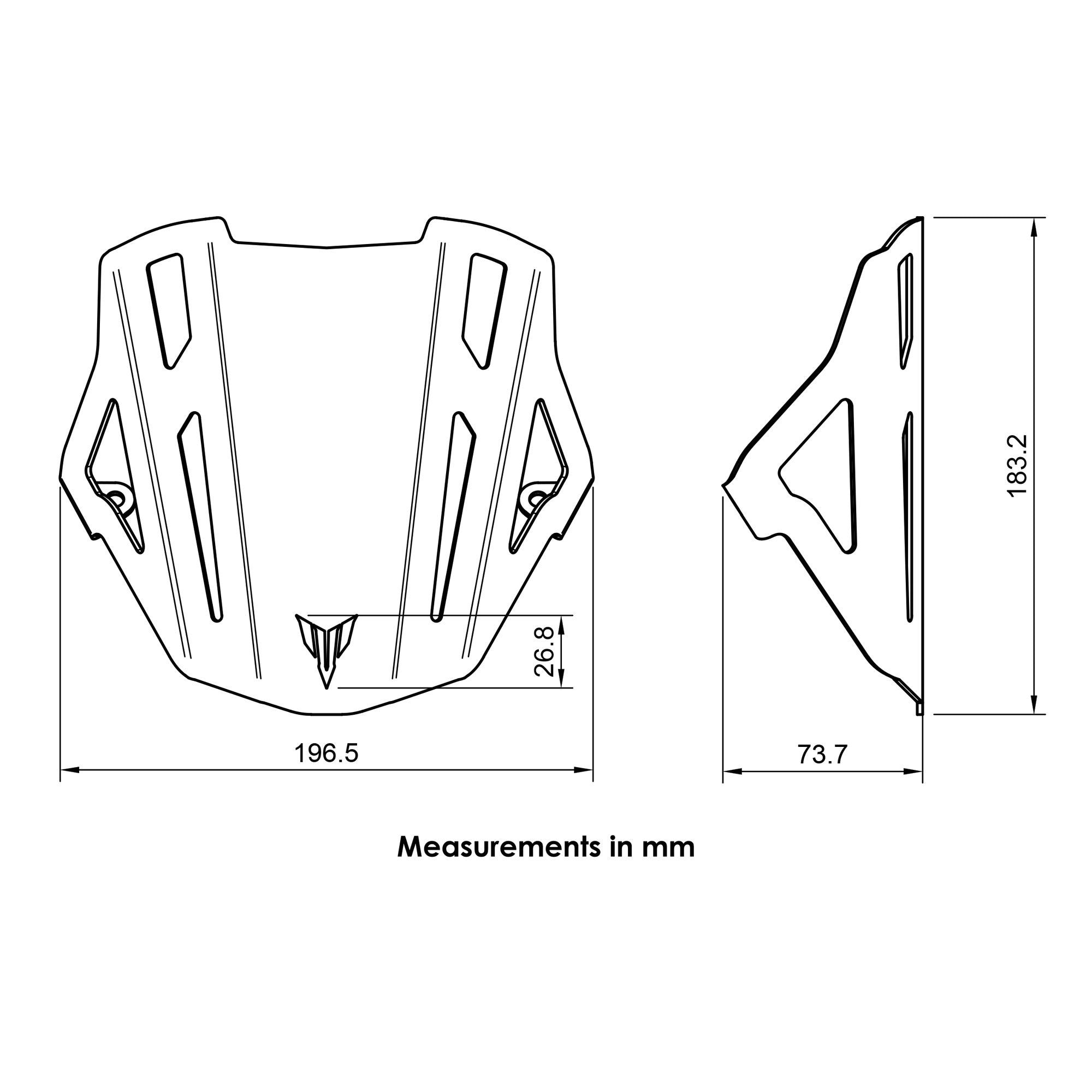 Pyramid Metal Fly Screen | Matte Black | Yamaha MT-09 2021>2023 -  Shop name