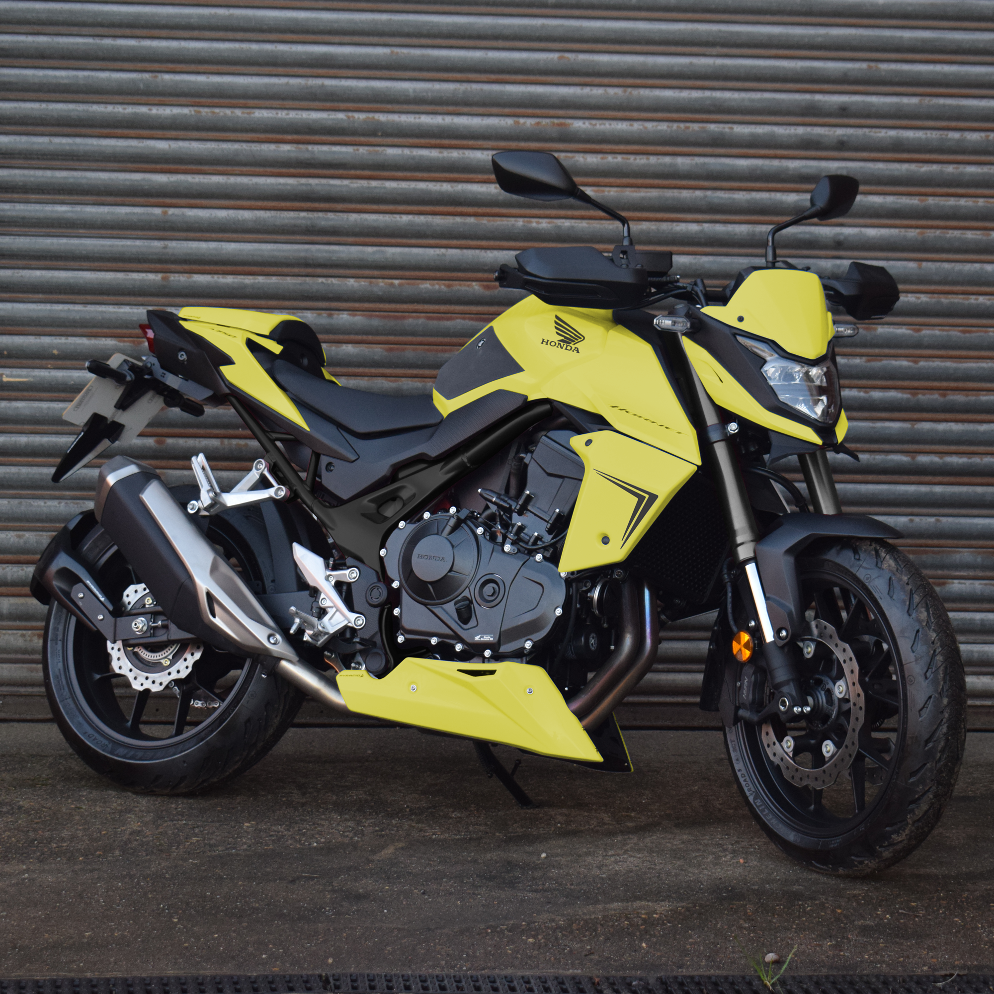 Pyramid Radiator Cheeks | Mat Goldfinch Yellow | Honda CB750 Hornet 2022>Current-21055Y-Radiator Cheeks-Pyramid Motorcycle Accessories